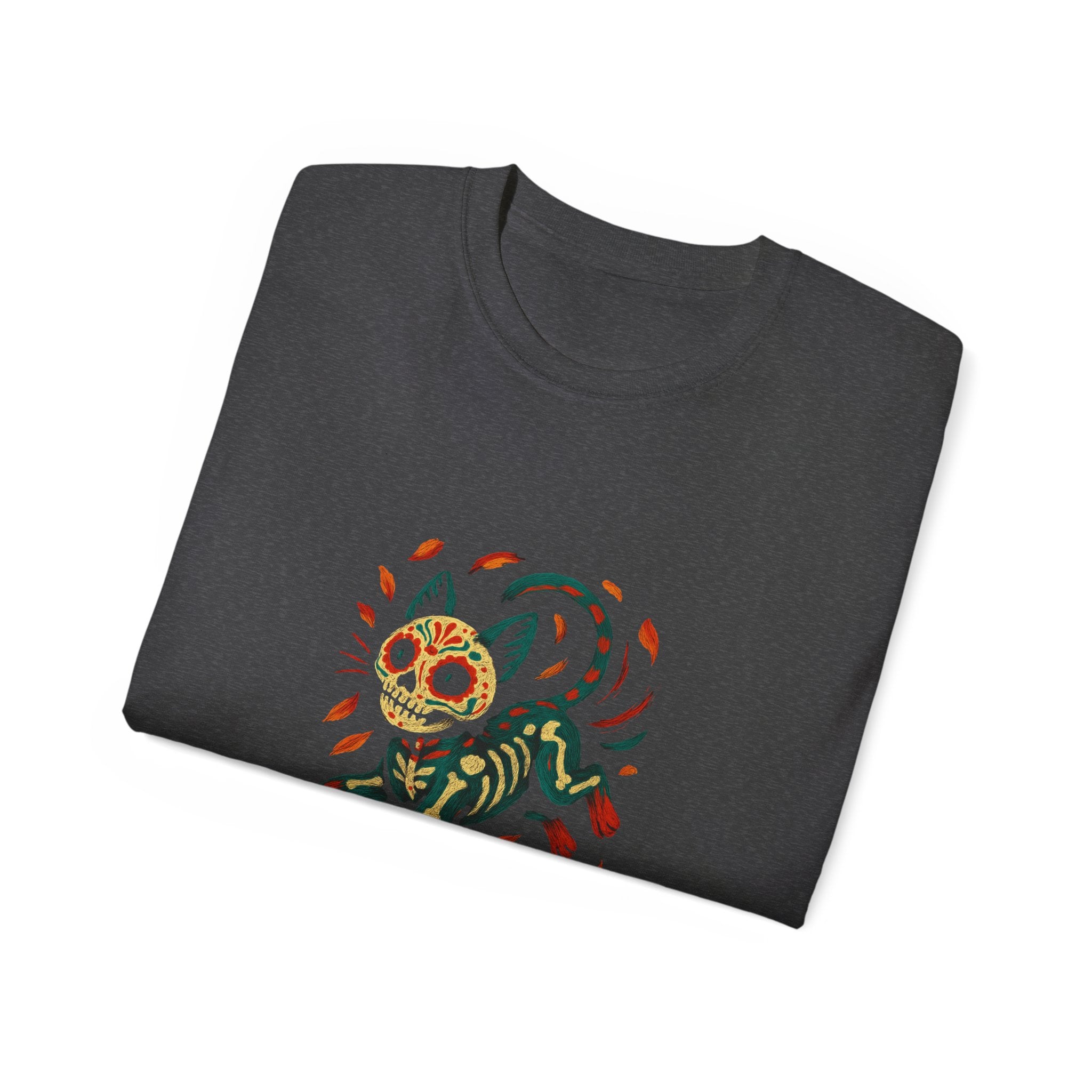 Skeleton Cat Dia de los Muertos Halloween T-Shirt