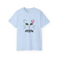 Meow Cat Face T-Shirt — Cute Kitty Graphic Tee with Pink Bow