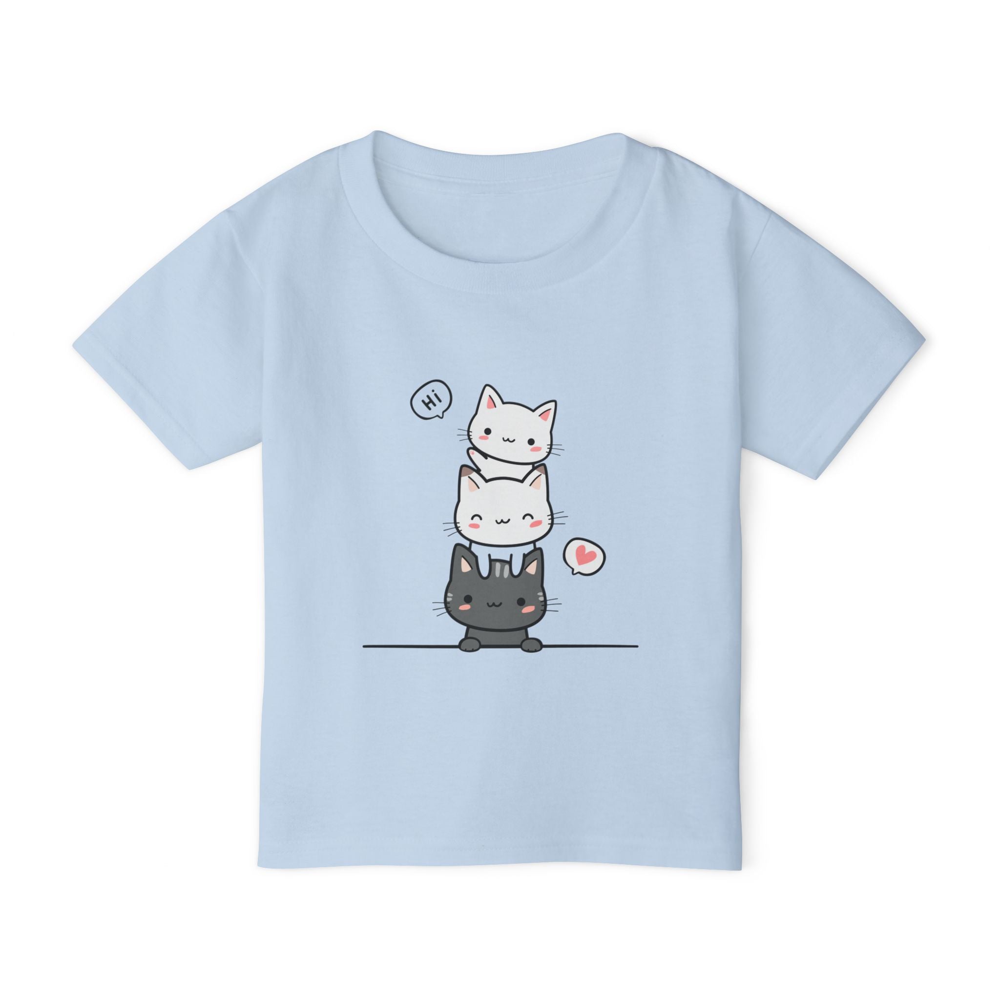 Cute Stacked Kittens Toddler T-Shirt — Cartoon Cat Pile Graphic Tee