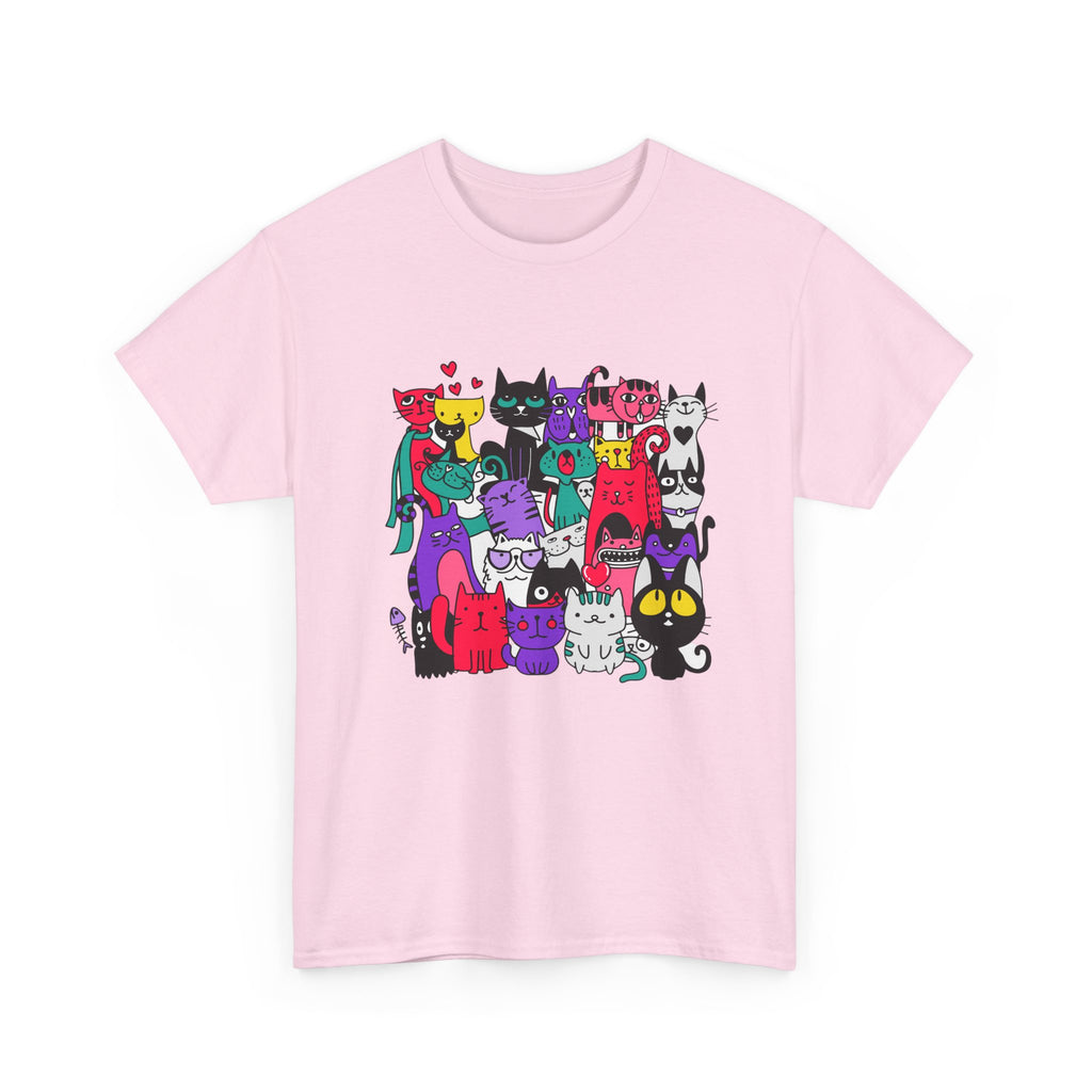 Colorful Cat Squad T-Shirt — Cute Cartoon Cats Graphic Tee