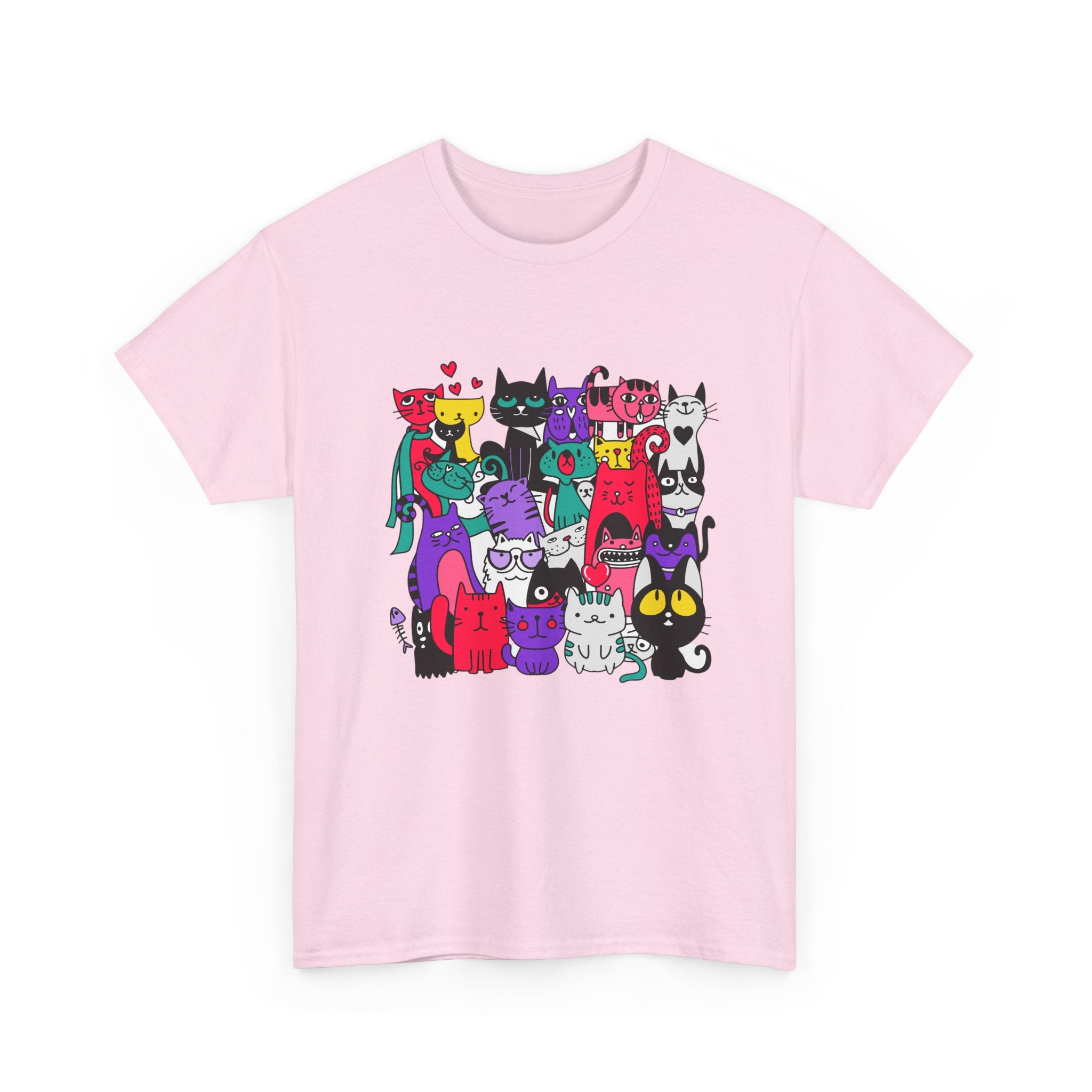 Colorful Cat Squad T-Shirt — Cute Cartoon Cats Graphic Tee