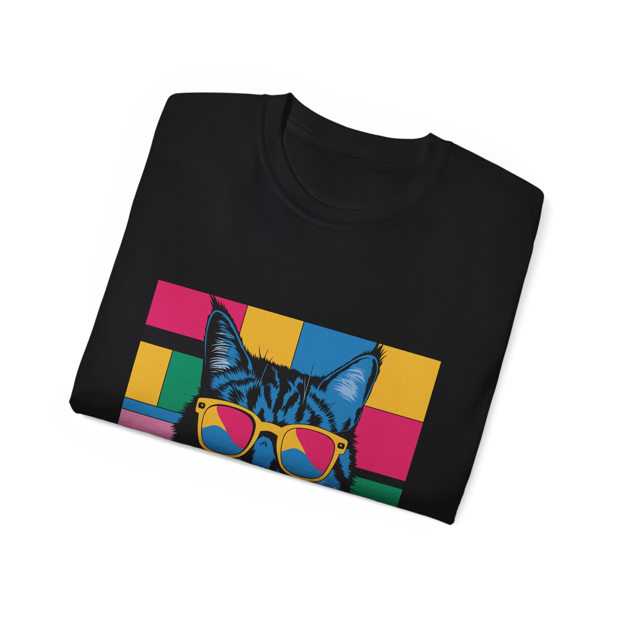 Retro Pop Art Cat T-Shirt — Cool Cat with Sunglasses Graphic Tee
