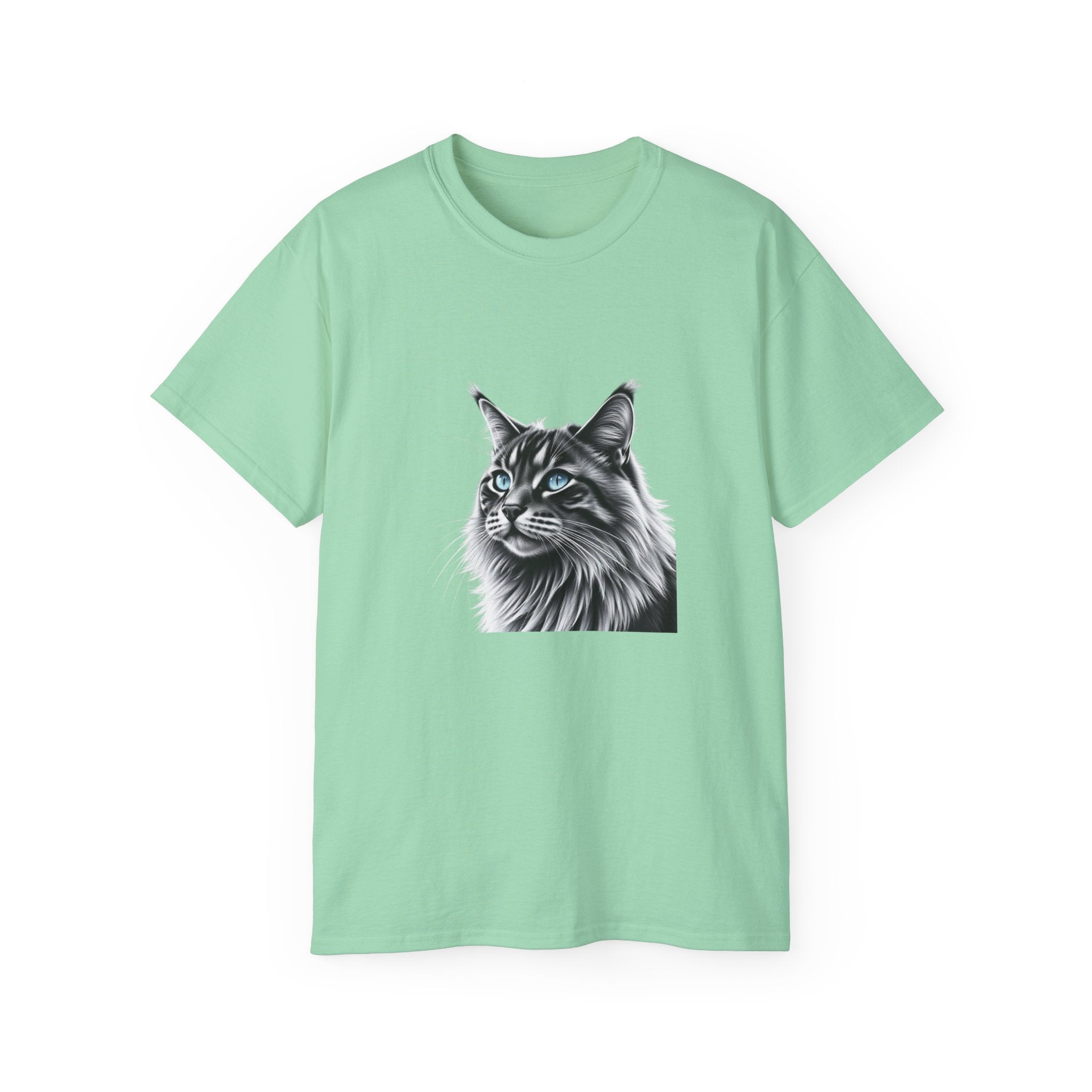 Cat Portrait T-Shirt - "Love My Maine Coon" Graphic Tee