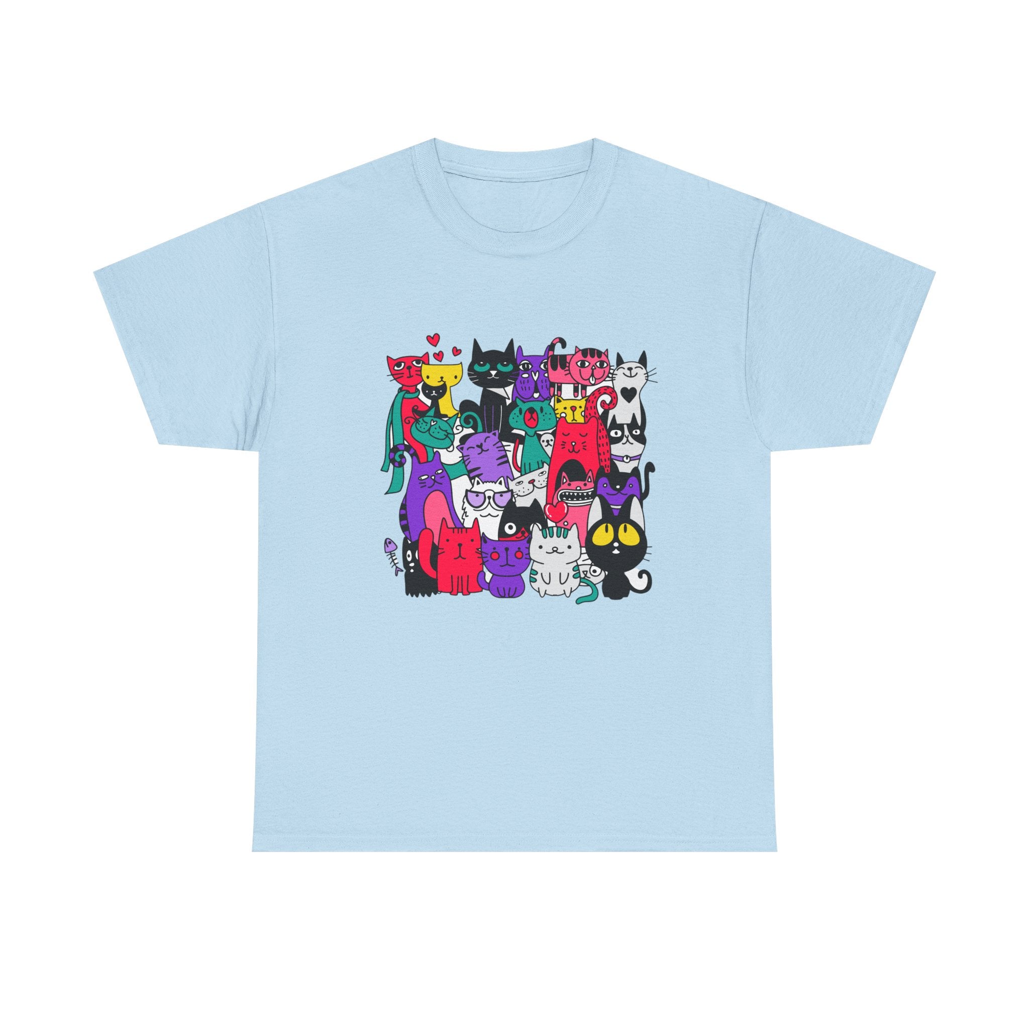 Colorful Cat Squad T-Shirt — Cute Cartoon Cats Graphic Tee