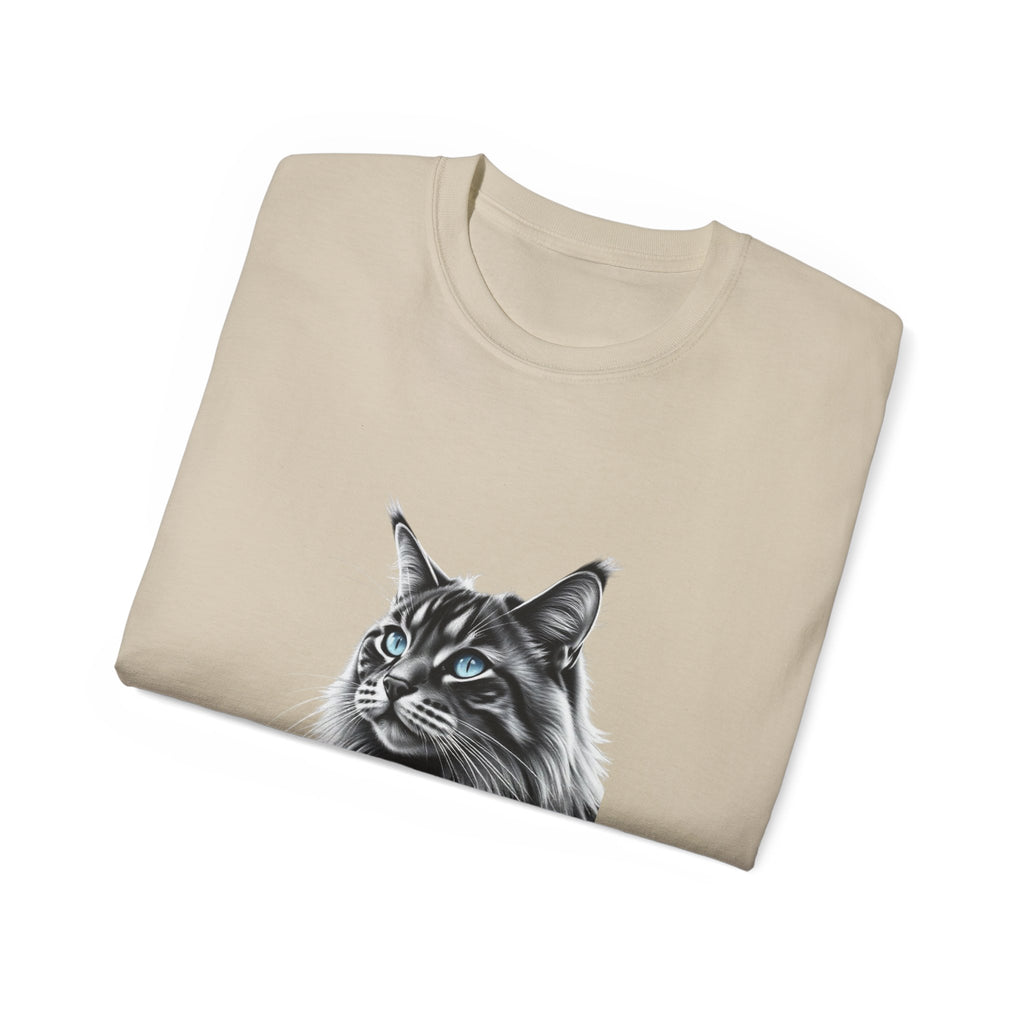 Cat Portrait T-Shirt - "Love My Maine Coon" Graphic Tee