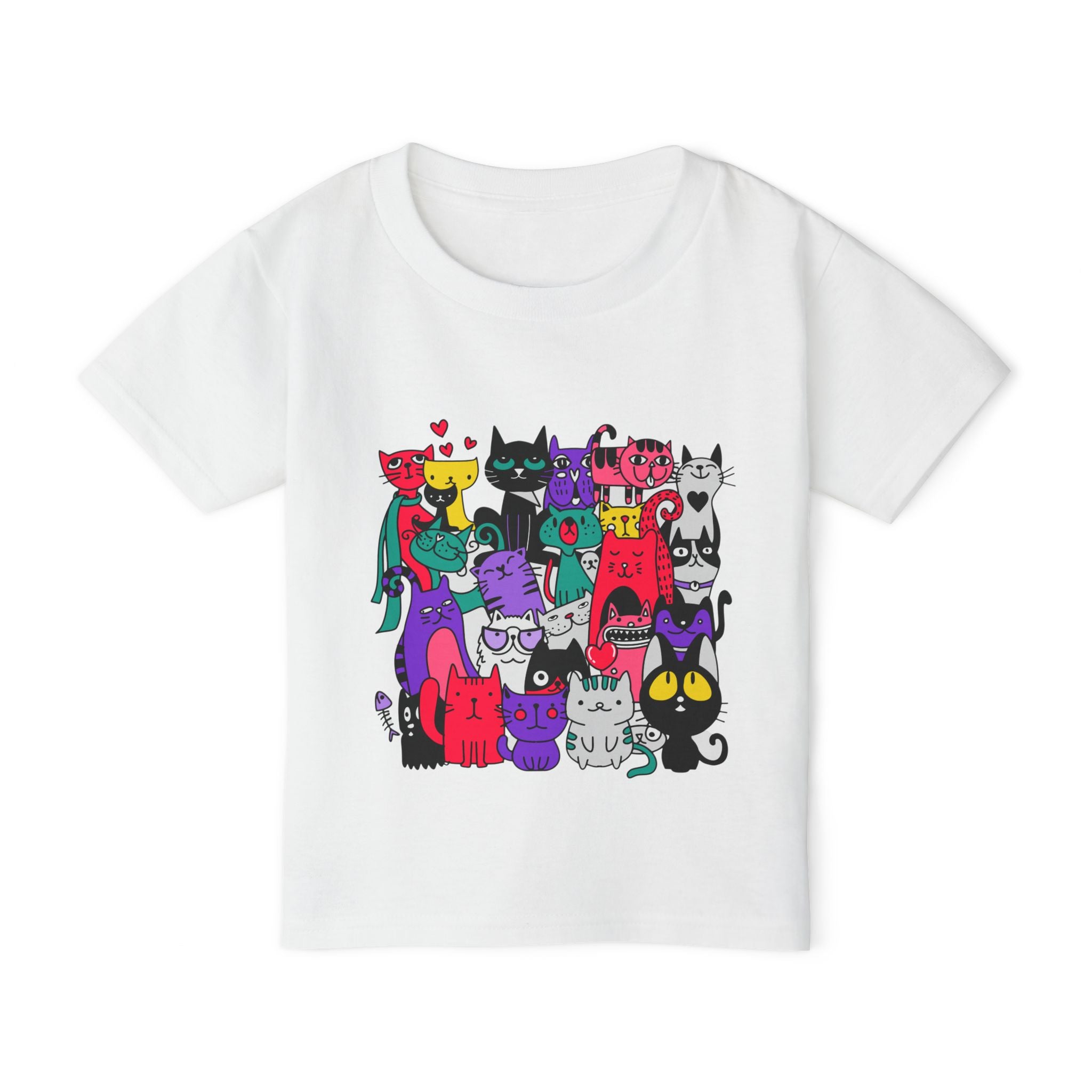Toddler T-Shirt — Colorful Cute Cat Crowd Graphic