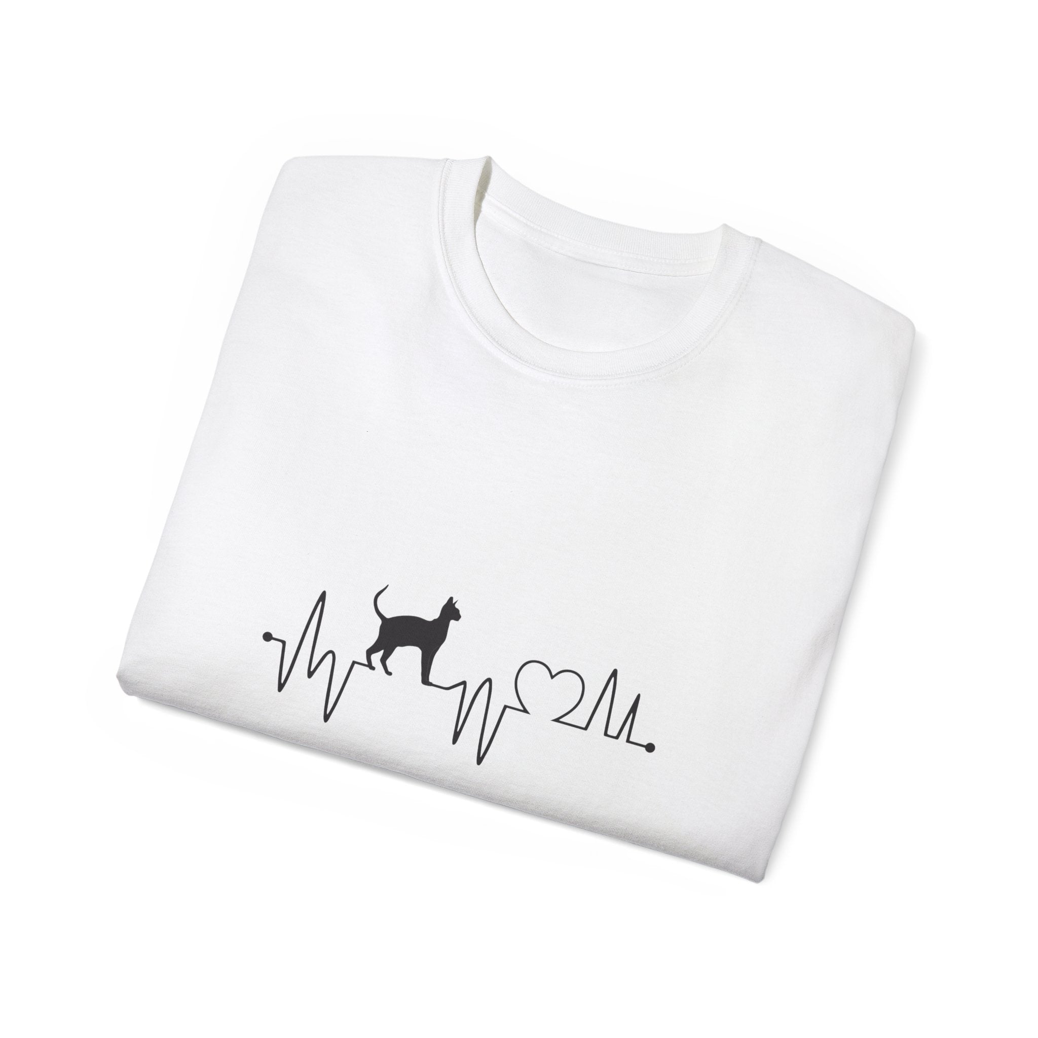 Cat Heartbeat T-Shirt — Minimal Cat ECG Design for Cat Lovers