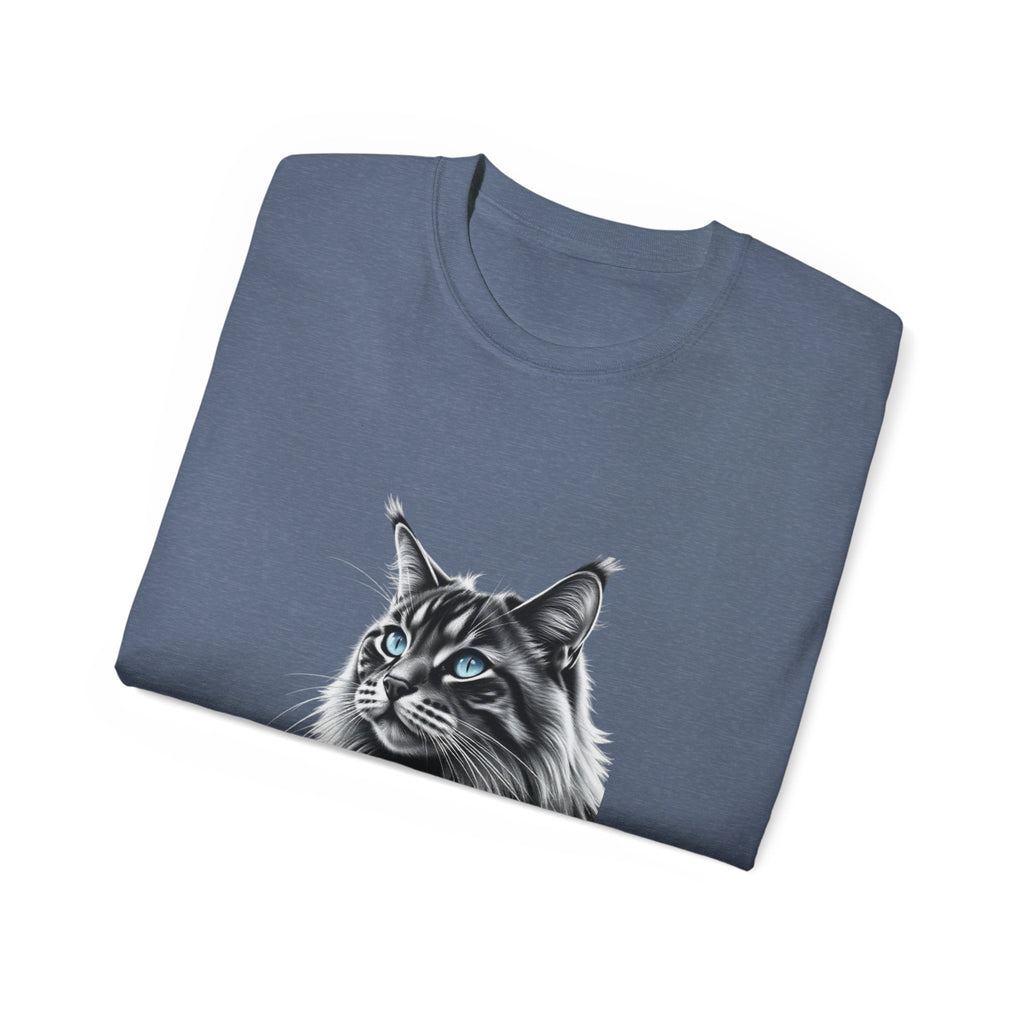 Cat Portrait T-Shirt - "Love My Maine Coon" Graphic Tee