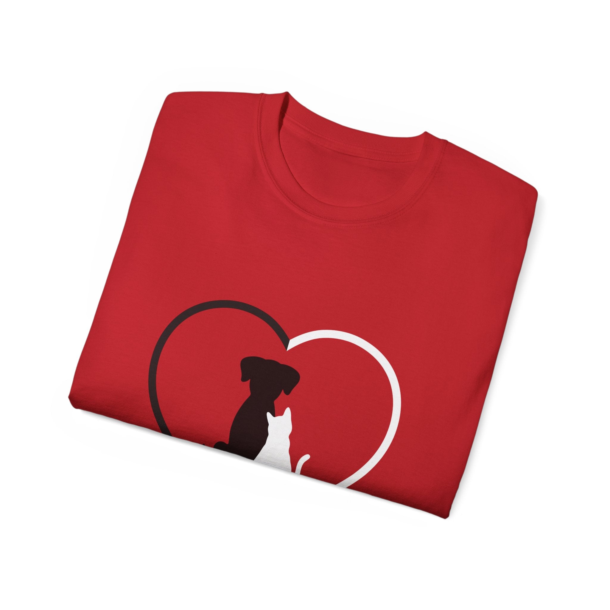 Dog & Cat Heart T-Shirt — Pet Lover Tee