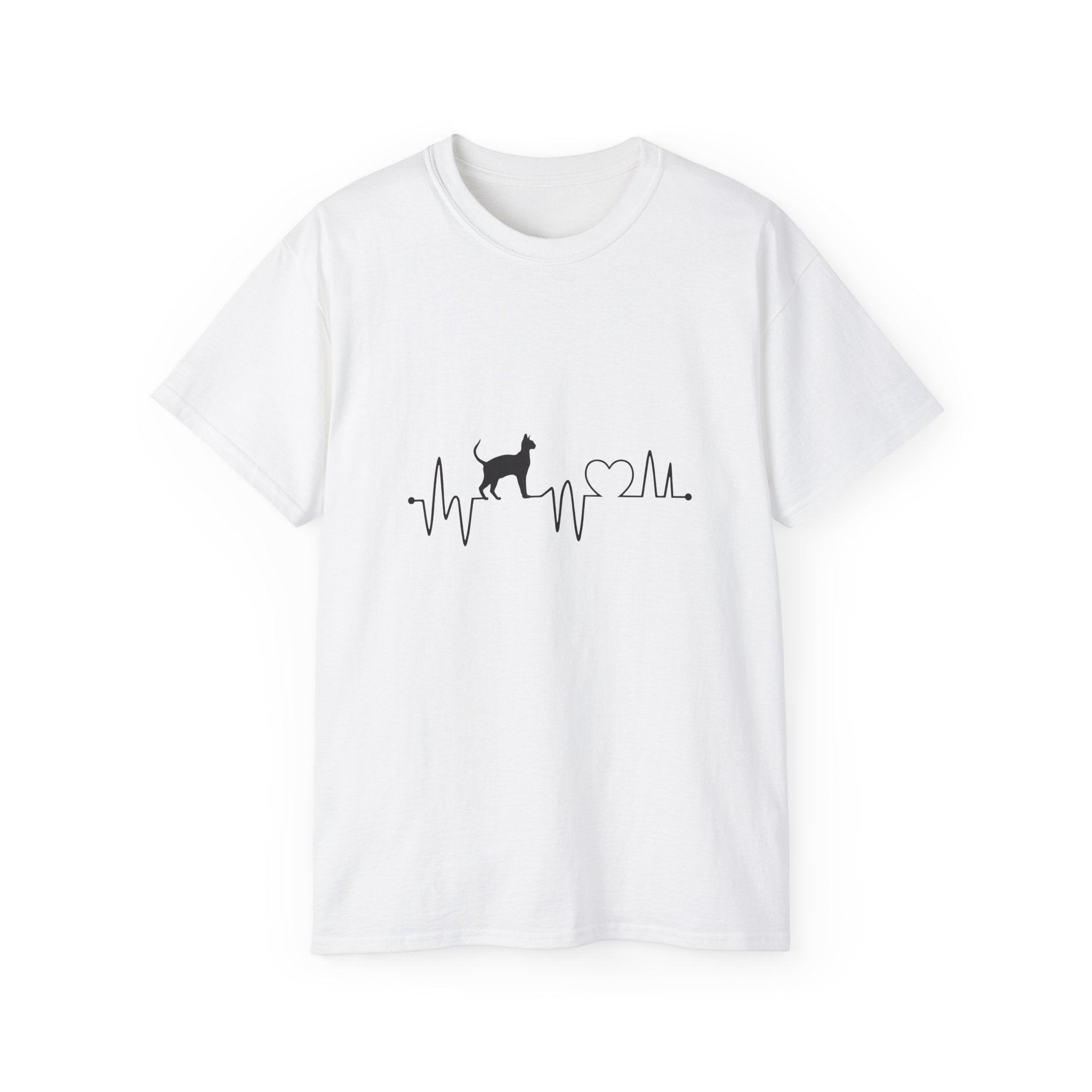 Cat Heartbeat T-Shirt — Minimal Cat ECG Design for Cat Lovers