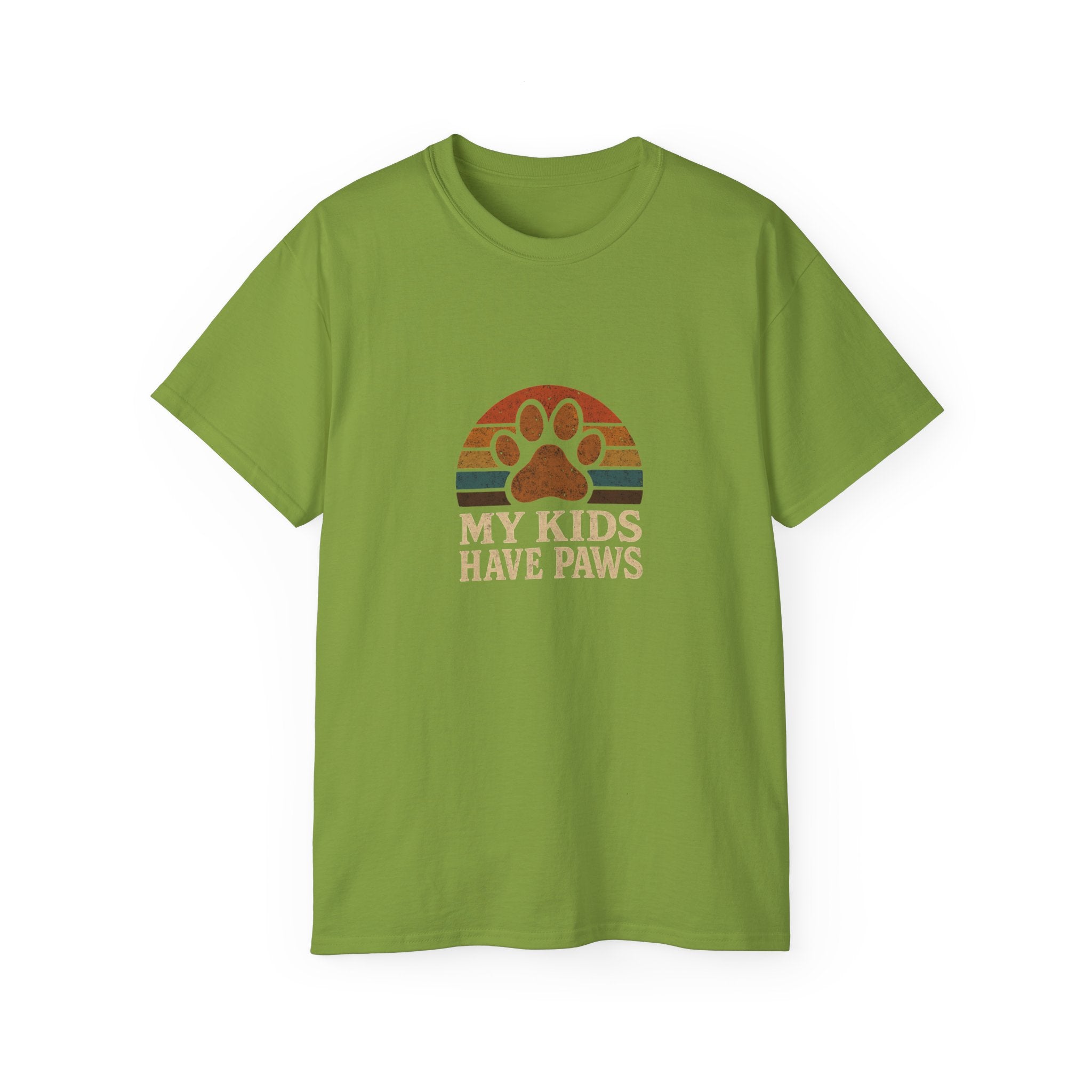 T-Shirt — "My Kids Have Paws" Retro Paw Print Tee