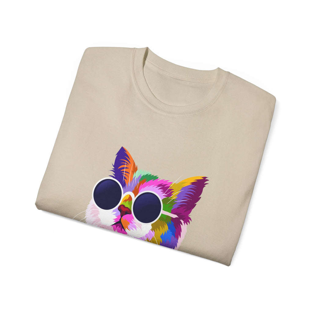 Colorful Cat Sunglasses T‑Shirt — Vibrant Retro Kitty Tee