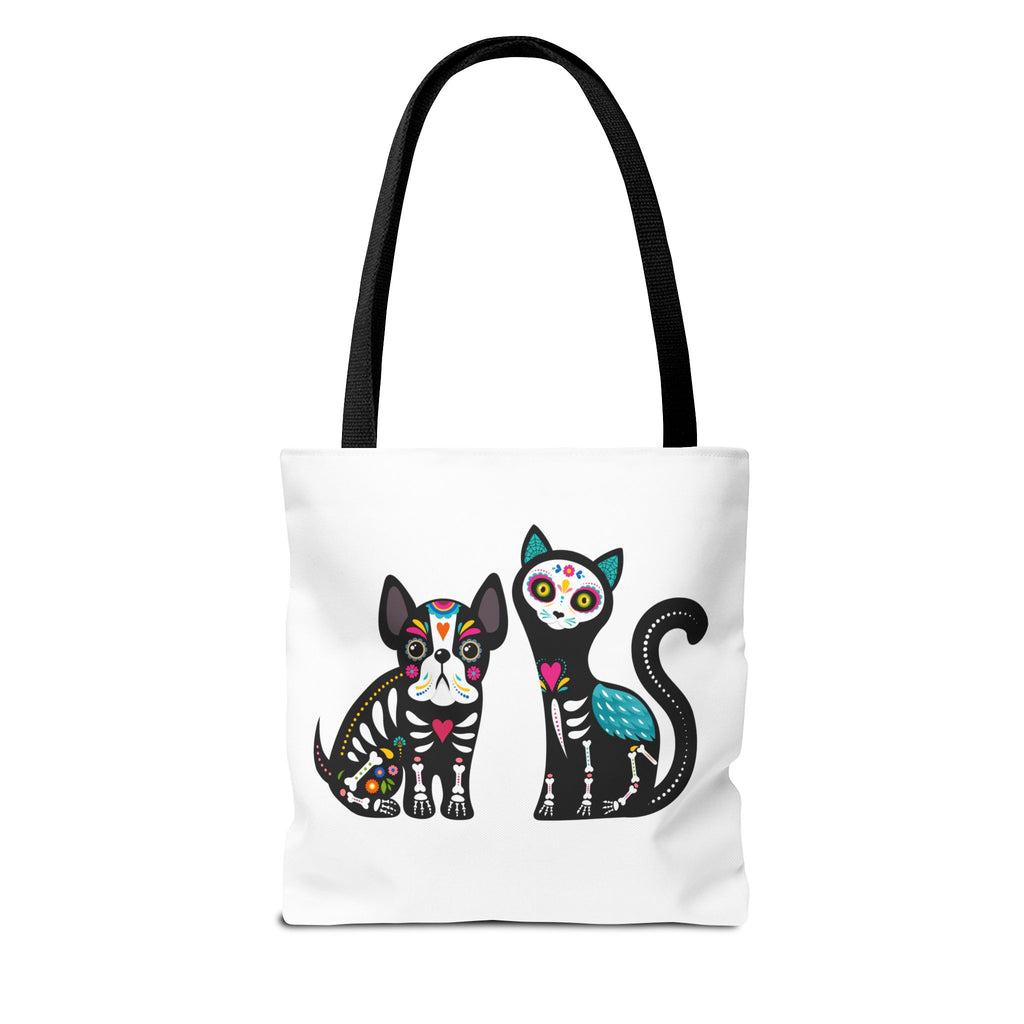 Day of the Dead Pet Tote Bag — Sugar Skull Cat & Dog Canvas Tote