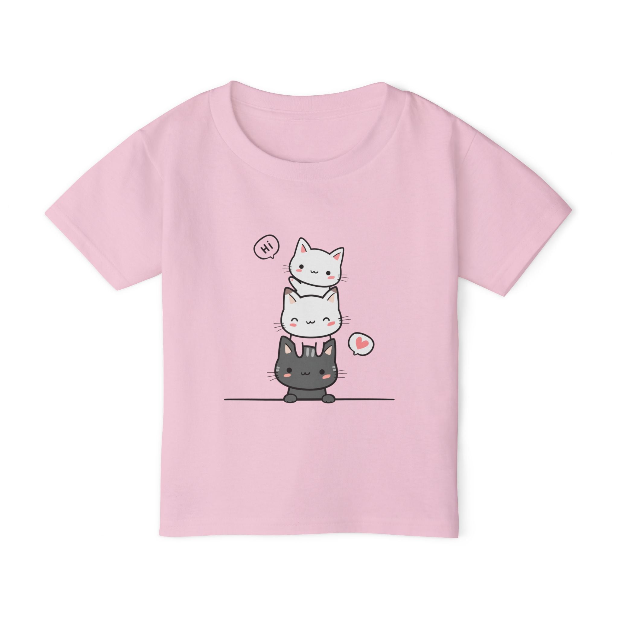 Cute Stacked Kittens Toddler T-Shirt — Cartoon Cat Pile Graphic Tee