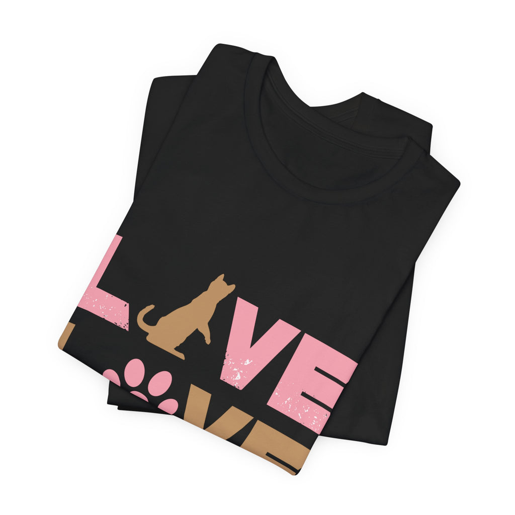 Love Love Meow Cat T-Shirt — Cute Paw Print Graphic Tee for Cat Lovers