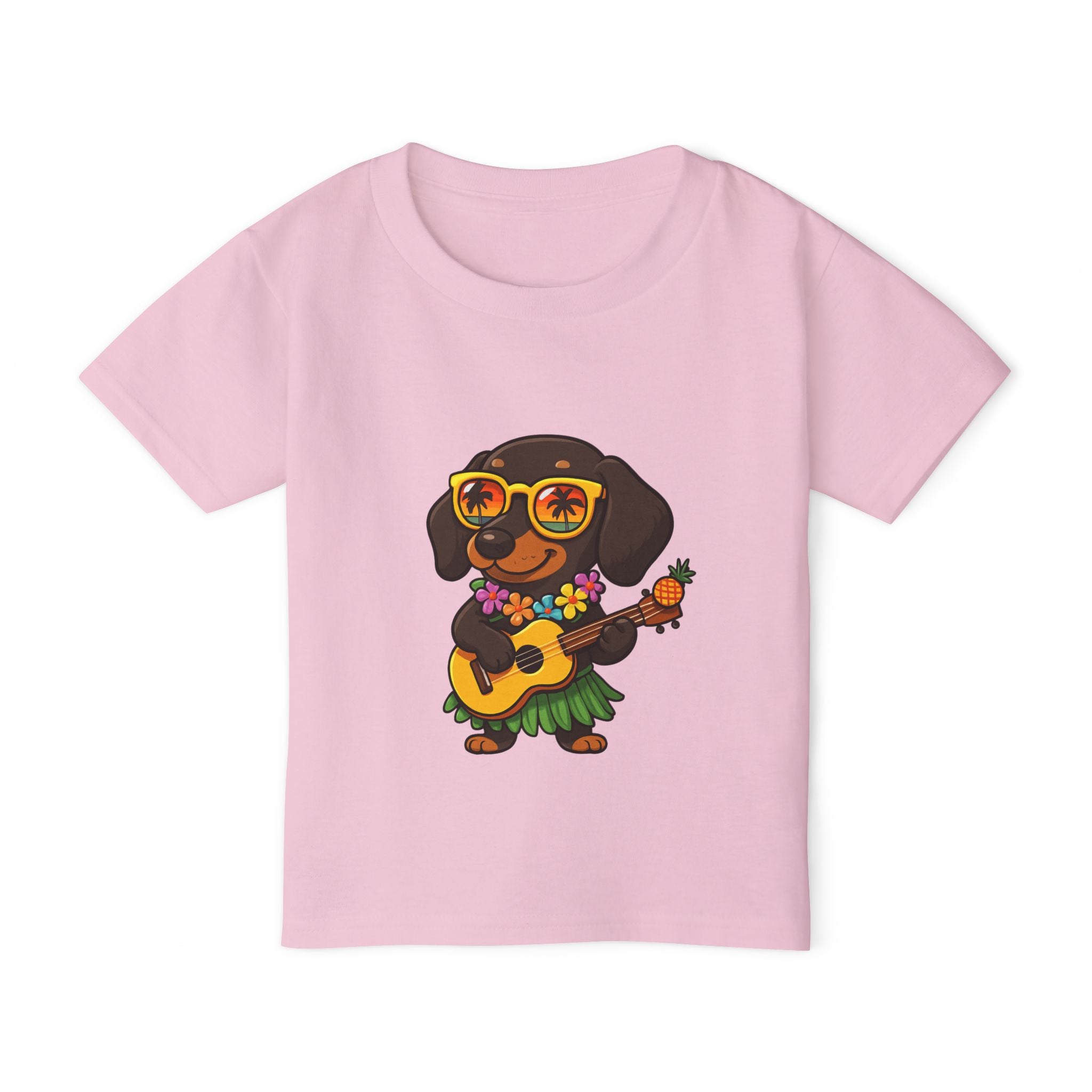 Hawaiian Hula Dachshund Toddler T-Shirt — Cute Ukulele Dog