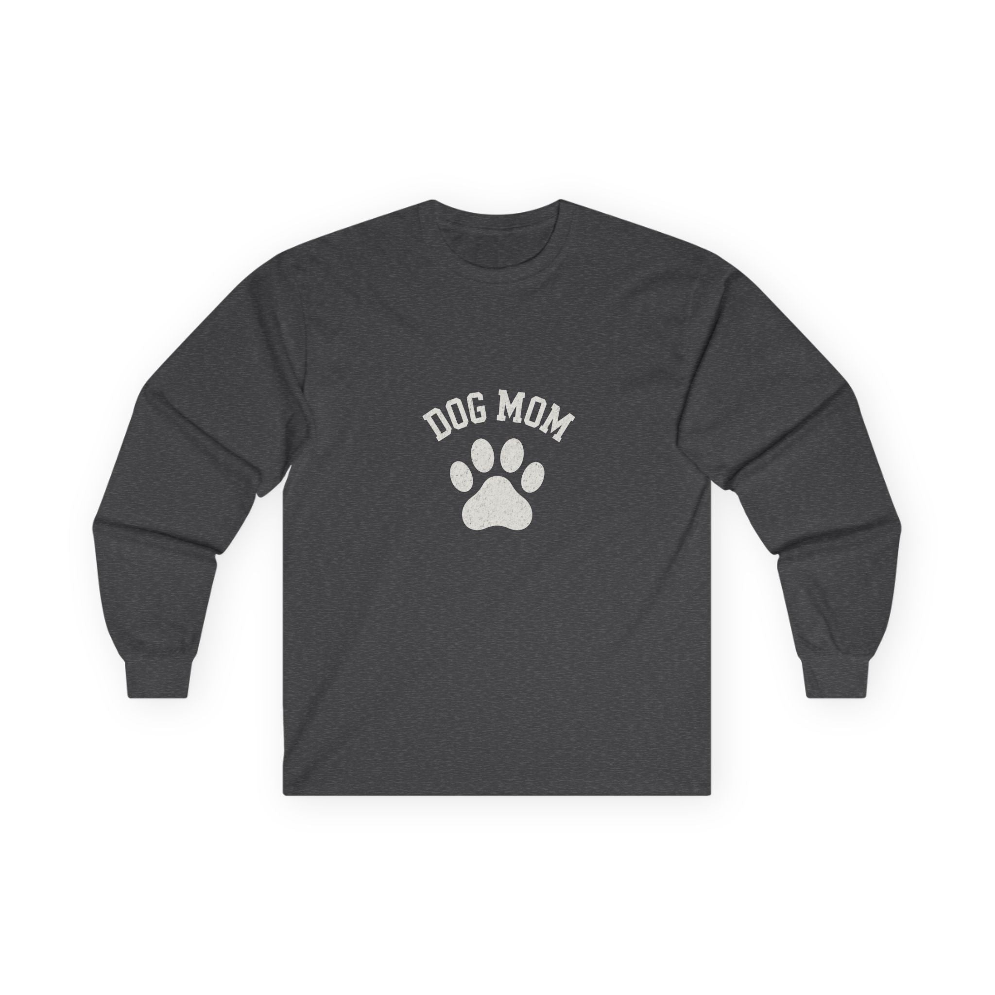 Dog Mom Long Sleeve Tee — Paw Print Graphic Shirt for Dog Lovers