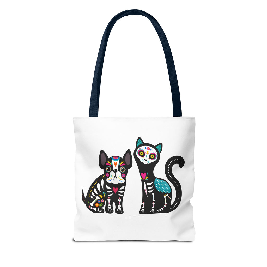 Day of the Dead Pet Tote Bag — Sugar Skull Cat & Dog Canvas Tote
