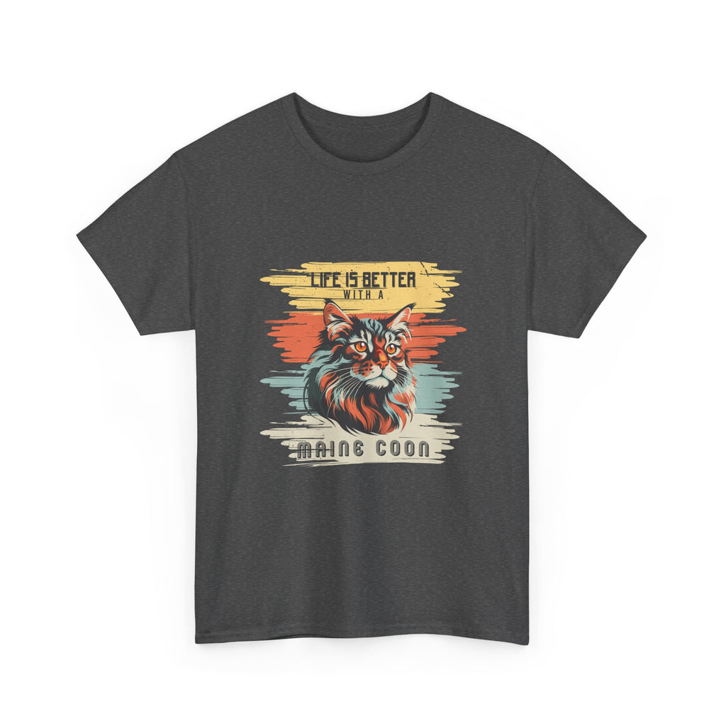 Maine Coon Cat T-Shirt — "Life Is Better With A Maine Coon" Vintage Graphic Tee