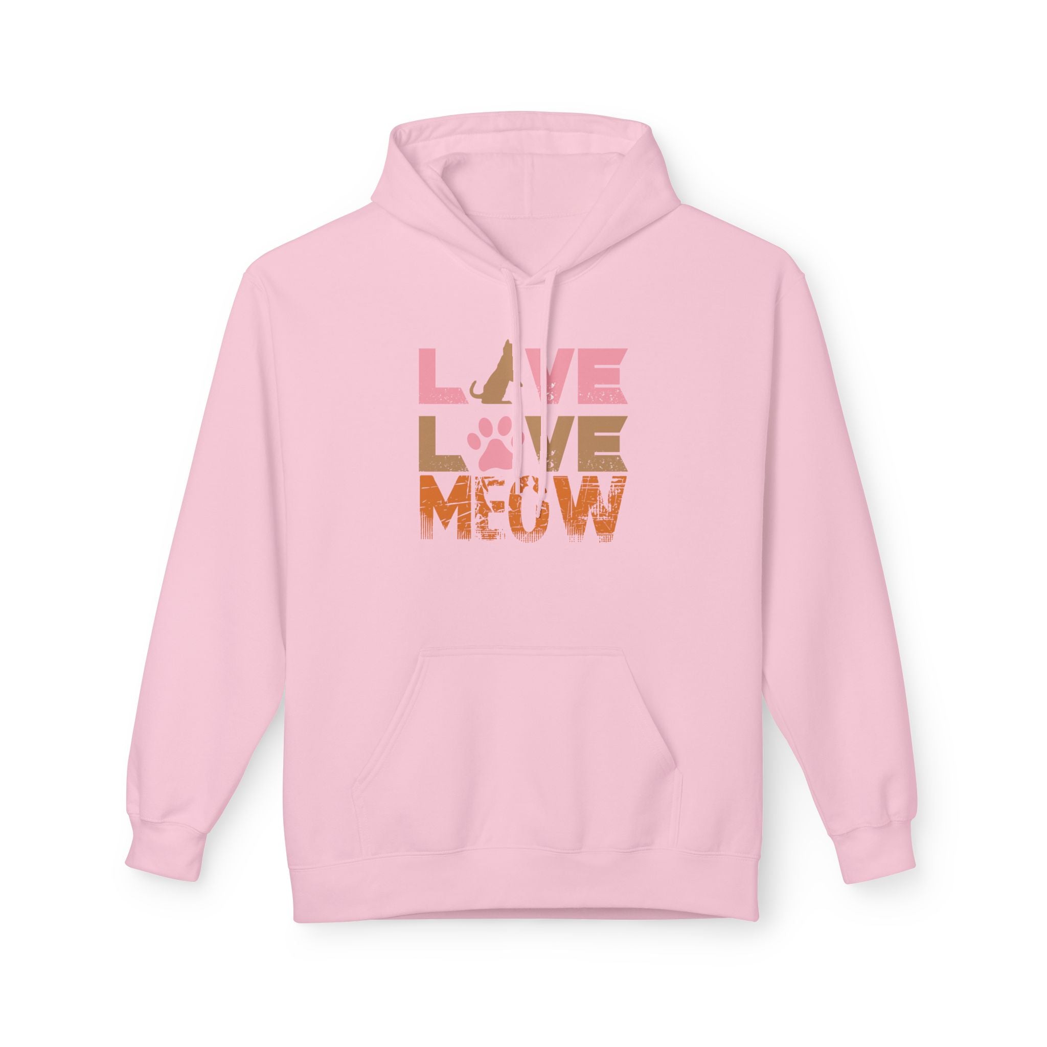 Love Love Meow Hoodie — Cute Cat Paw Graphic Pullover