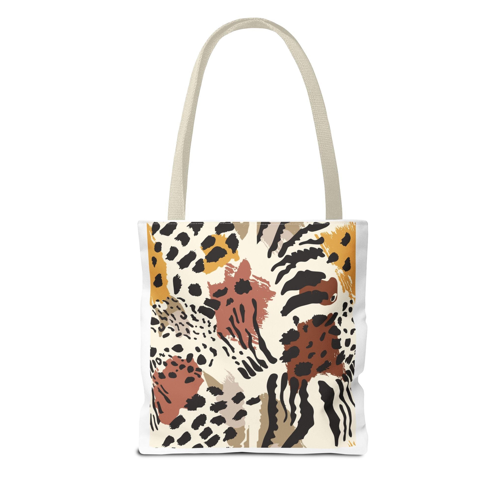 Neutral Abstract Safari Animal Print Tote Bag — All-Over-Print