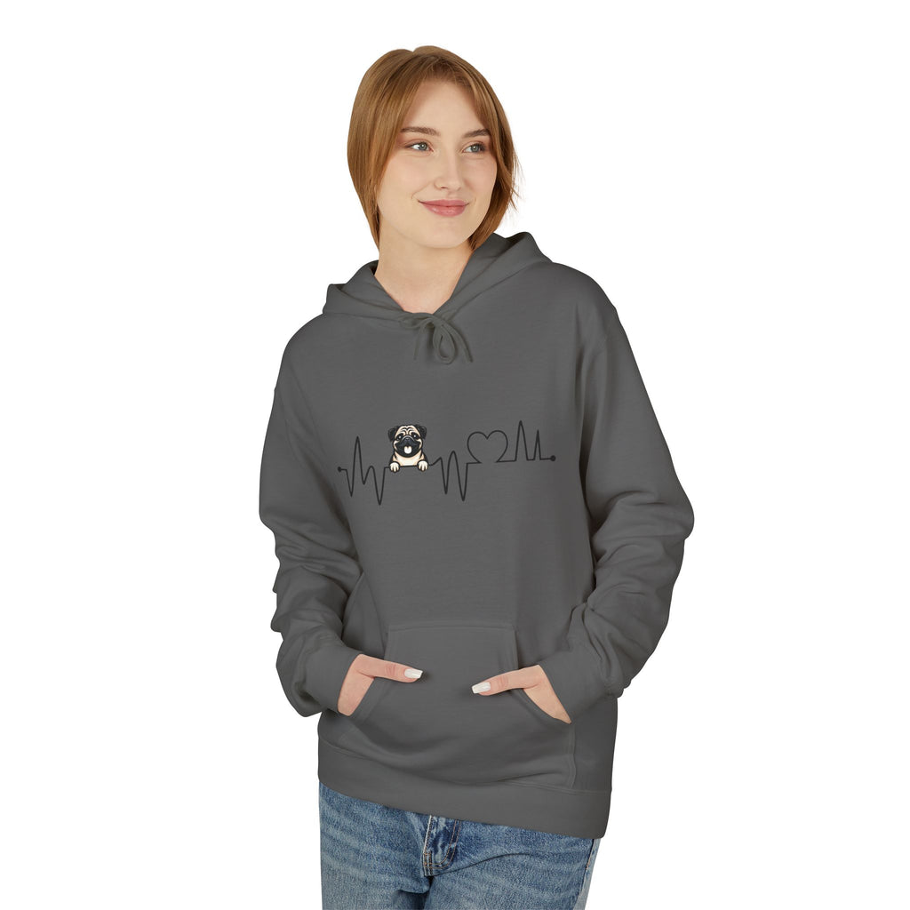 Pug Heartbeat Hoodie — Cute Pug EKG Graphic Sweatshirt