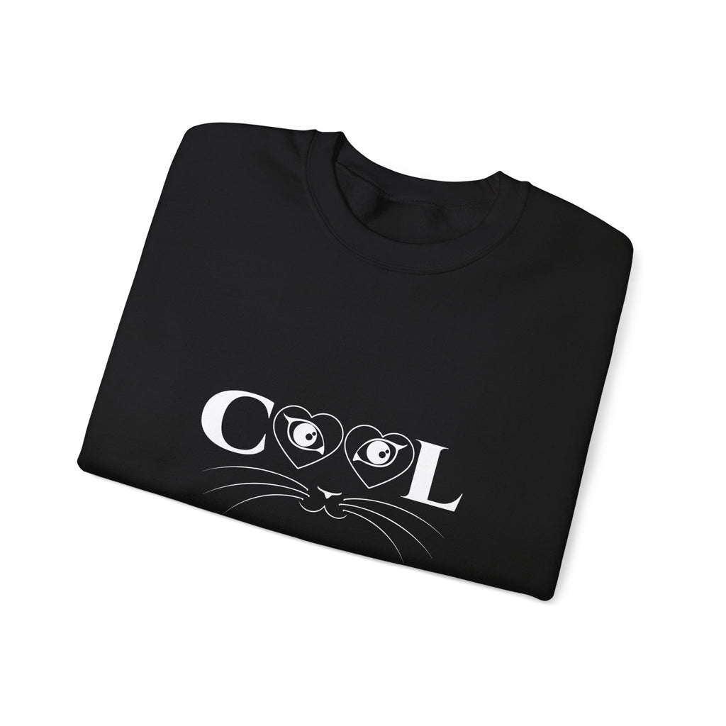 Cool Cat Crewneck Sweatshirt — Cute Cat Face 'COOL' Graphic
