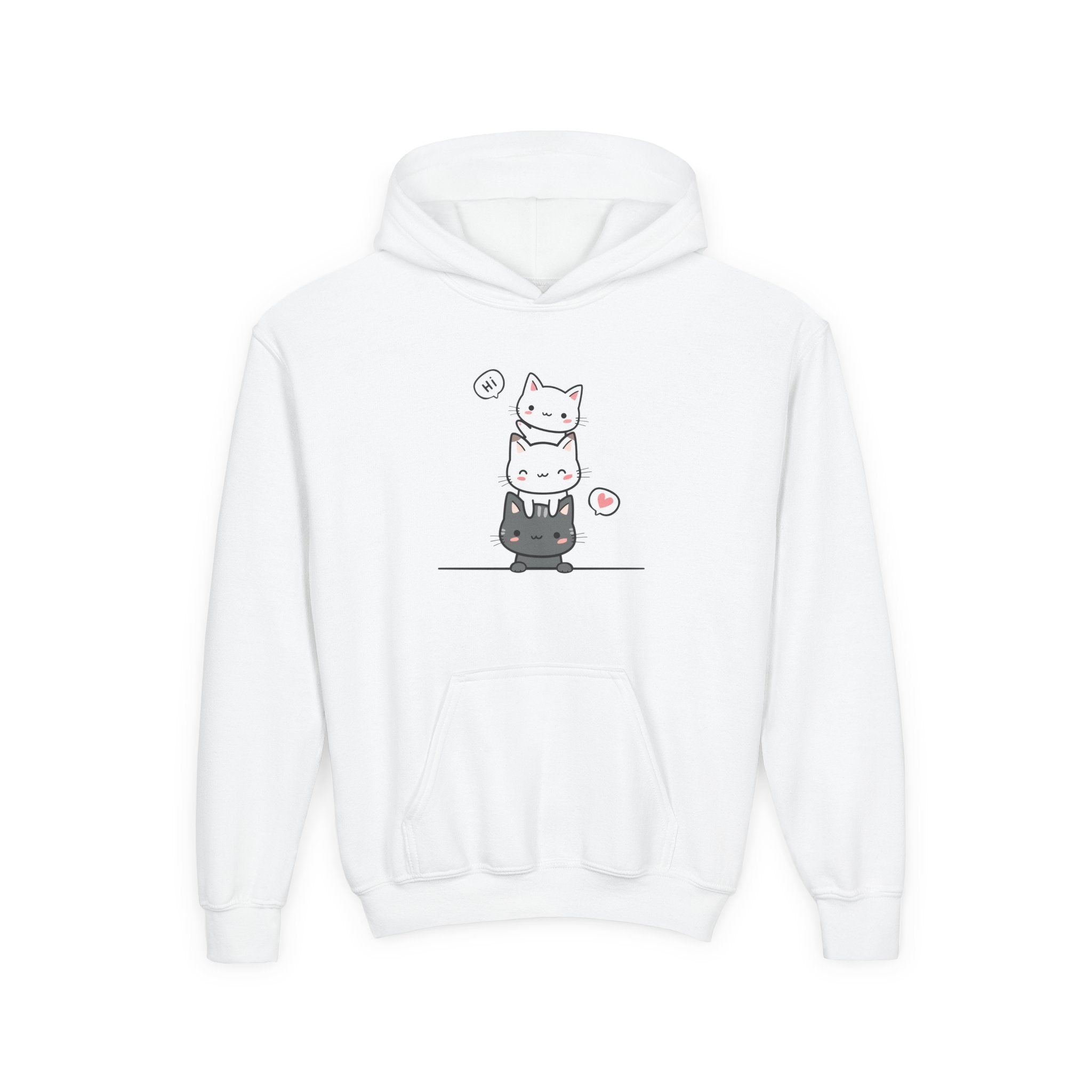 Kids Cute Stacked Cats Hoodie — Adorable Cartoon Kitten Pullover for Children