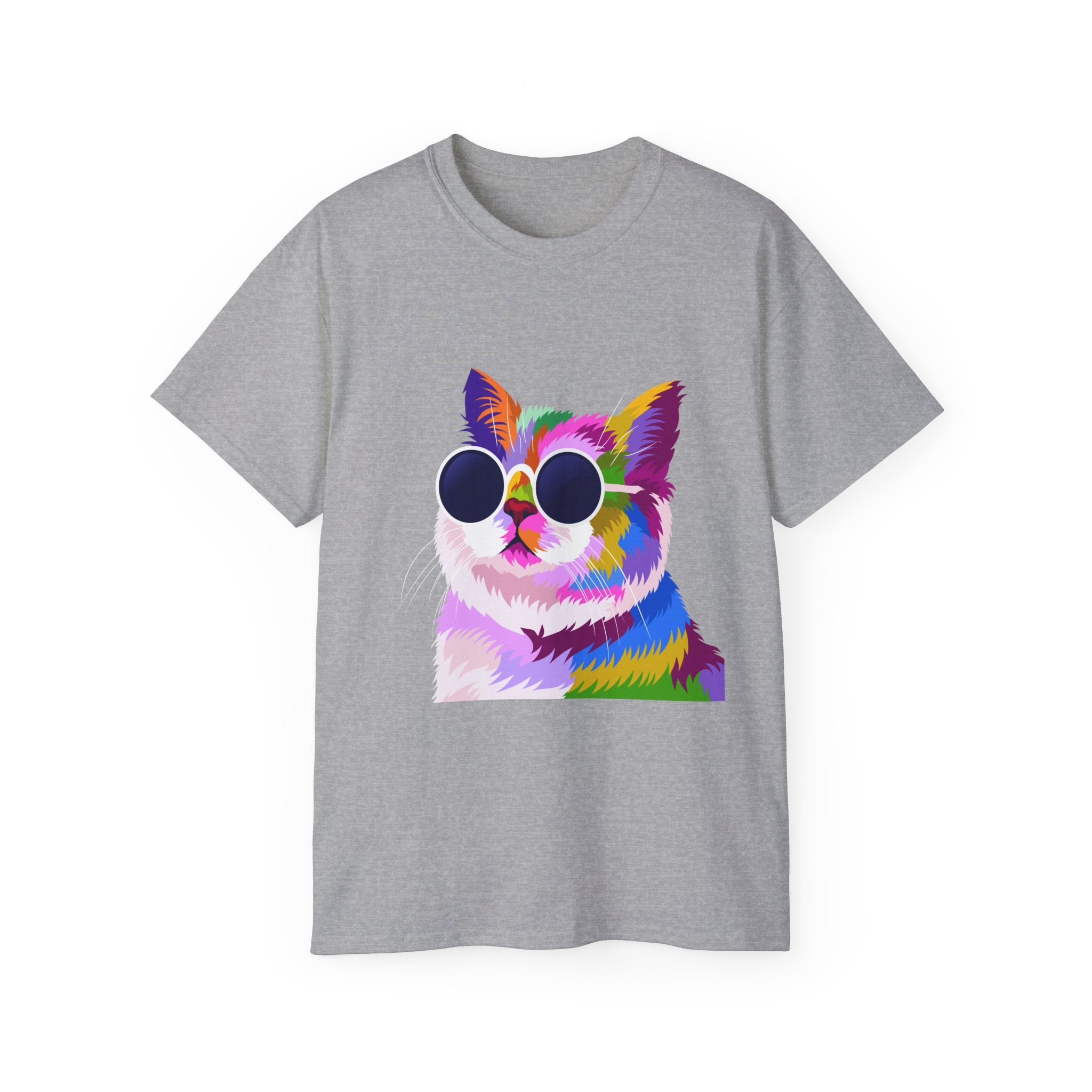 Colorful Cat Sunglasses T‑Shirt — Vibrant Retro Kitty Tee