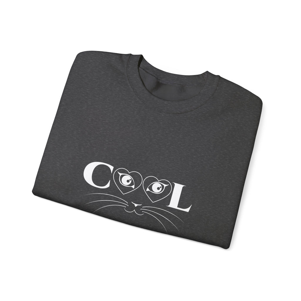 Cool Cat Crewneck Sweatshirt — Cute Cat Face 'COOL' Graphic
