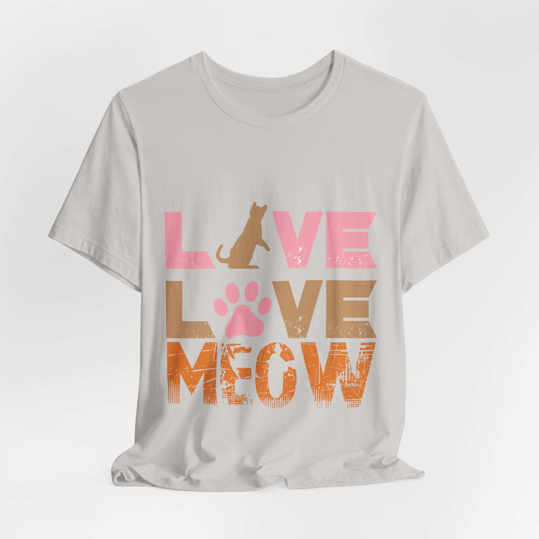Love Love Meow Cat T-Shirt — Cute Paw Print Graphic Tee for Cat Lovers