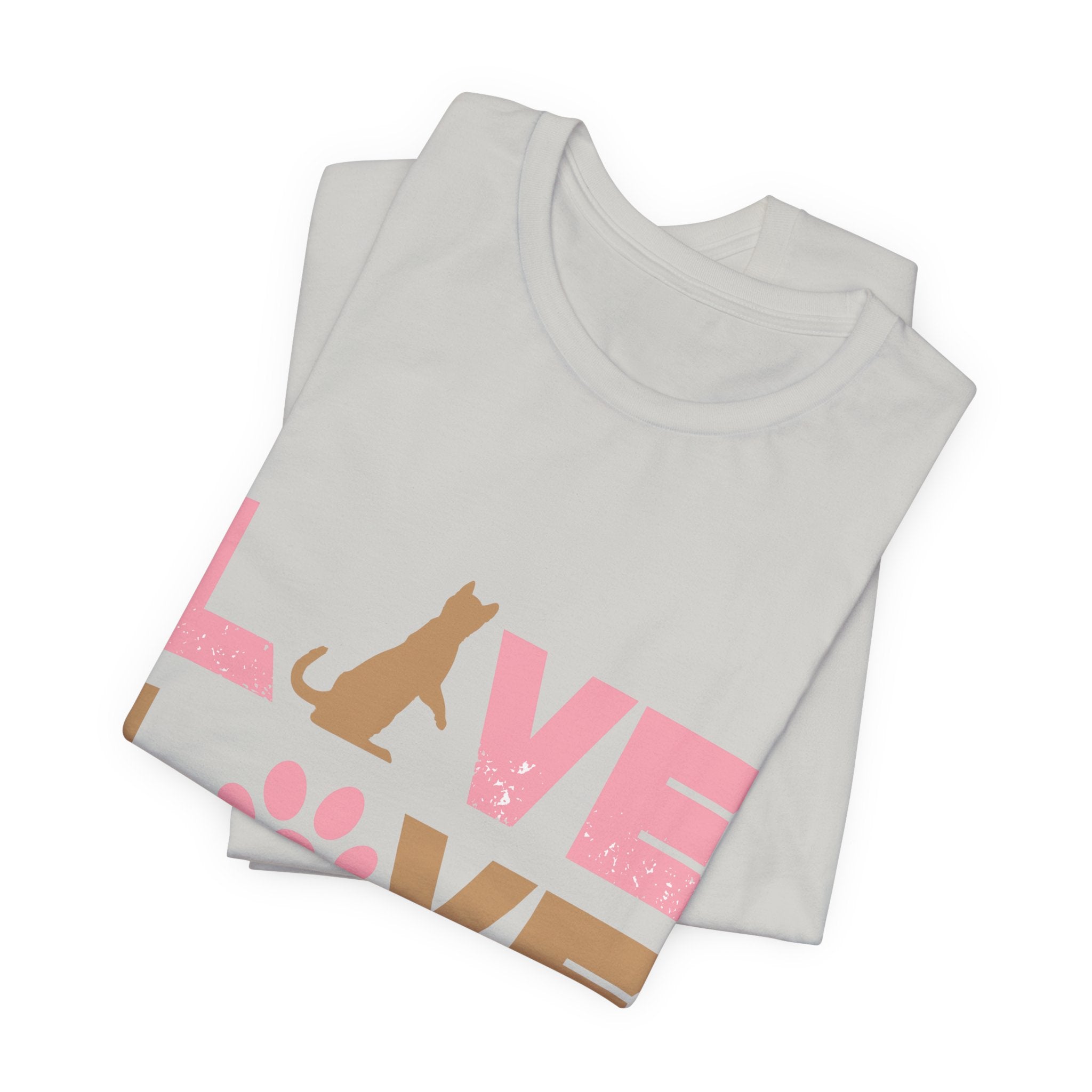Love Love Meow Cat T-Shirt — Cute Paw Print Graphic Tee for Cat Lovers