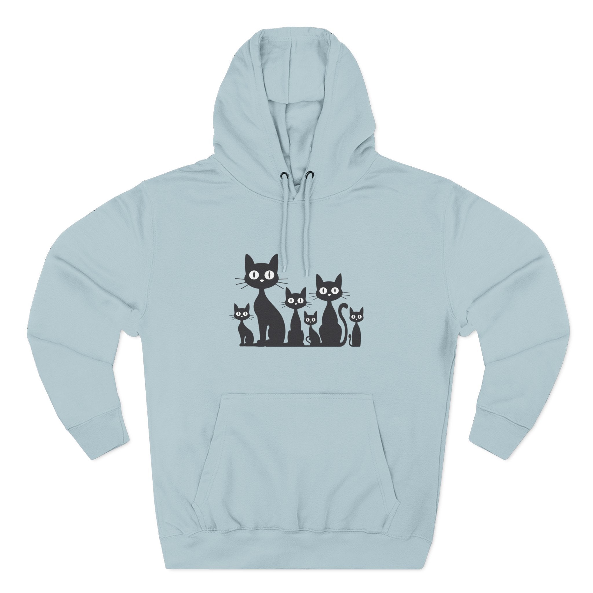 Cat Family Fleece Hoodie — Cute Black Cat Graphic Pullover