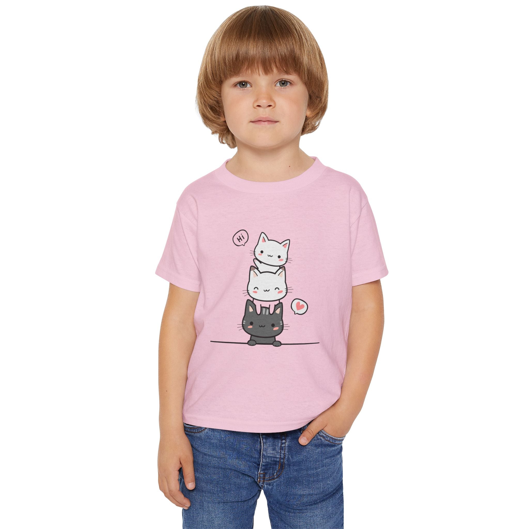 Cute Stacked Kittens Toddler T-Shirt — Cartoon Cat Pile Graphic Tee