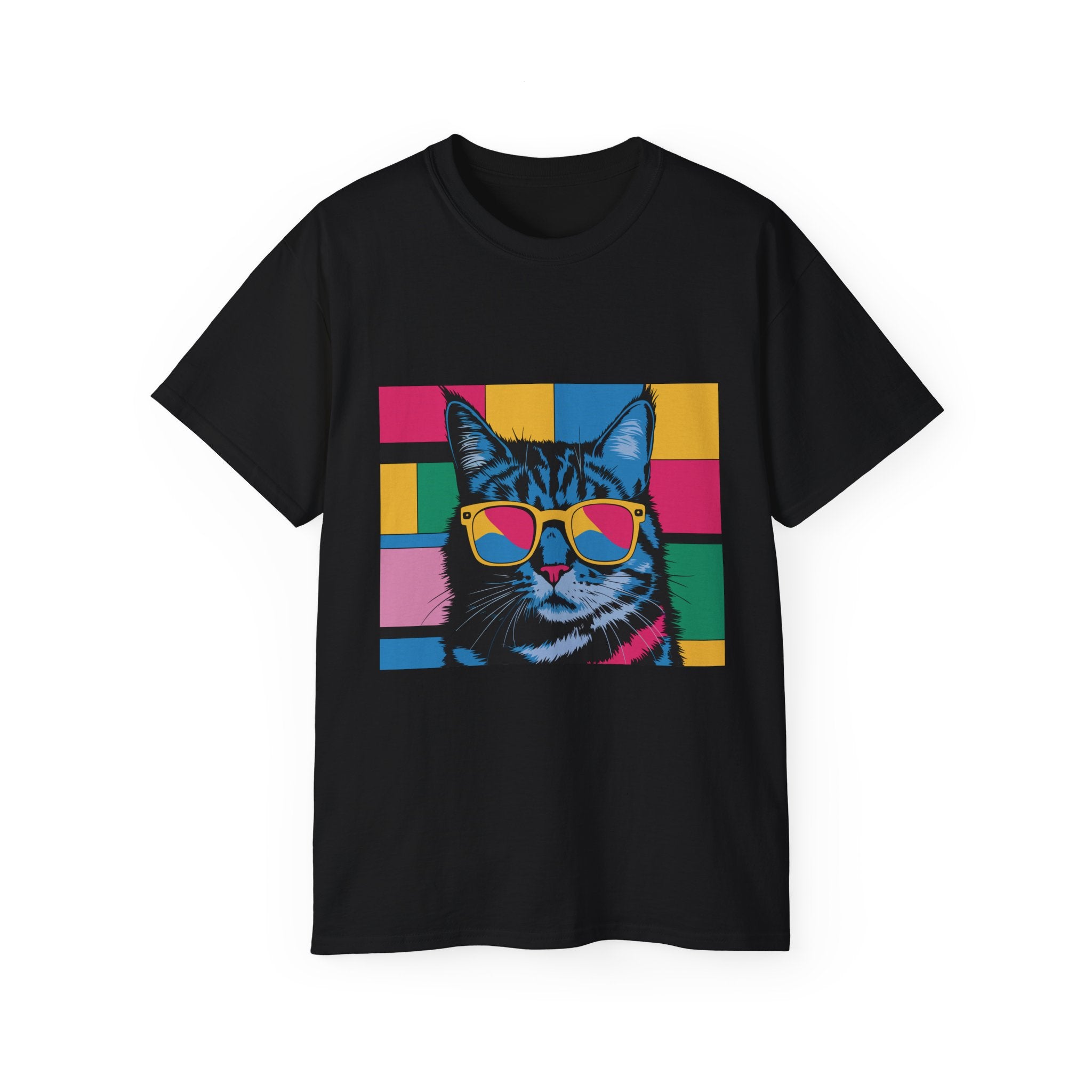 Retro Pop Art Cat T-Shirt — Cool Cat with Sunglasses Graphic Tee