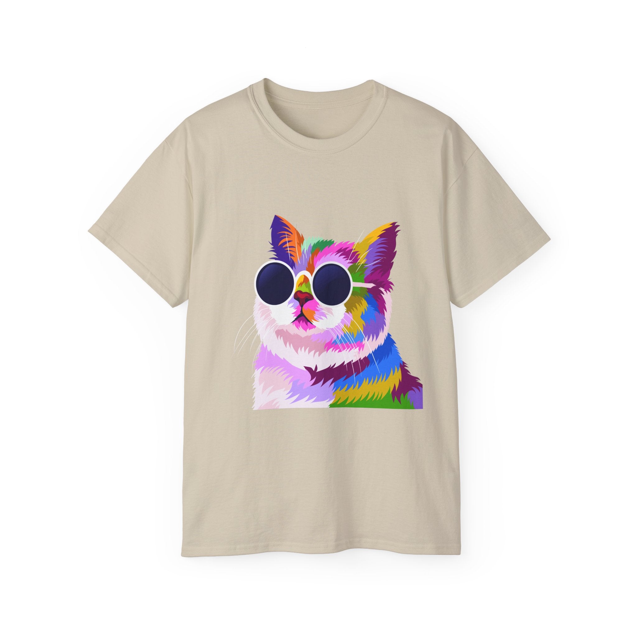 Colorful Cat Sunglasses T‑Shirt — Vibrant Retro Kitty Tee