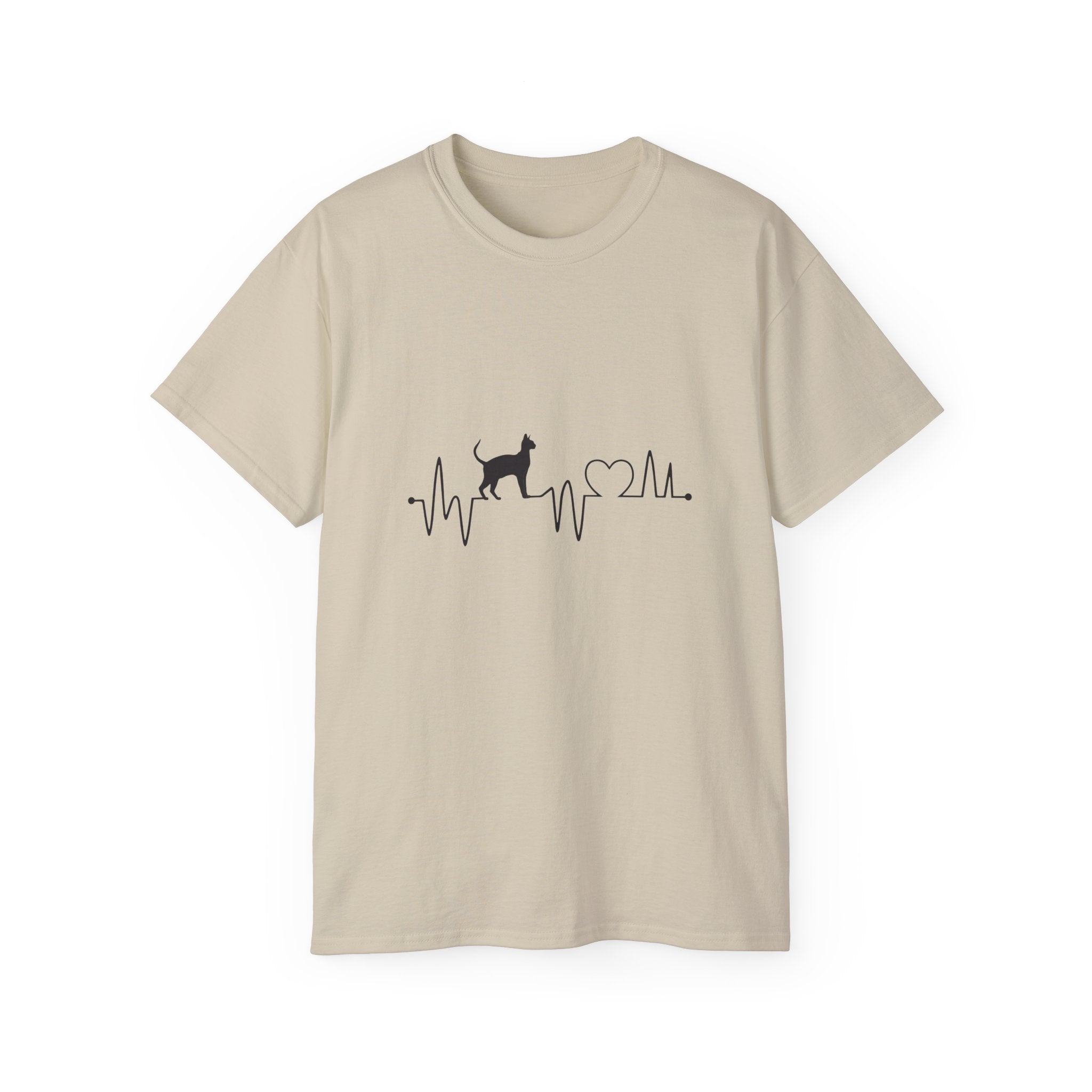 Cat Heartbeat T-Shirt — Minimal Cat ECG Design for Cat Lovers