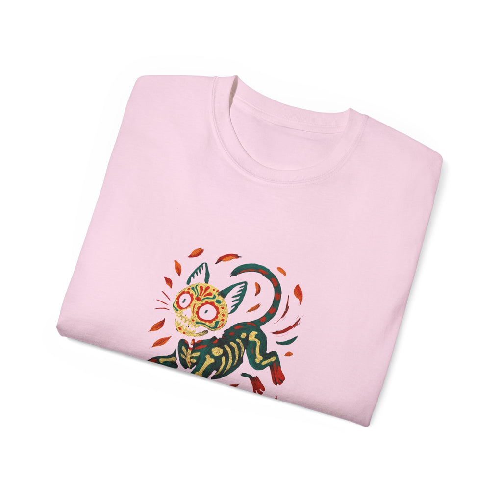 Skeleton Cat Dia de los Muertos Halloween T-Shirt