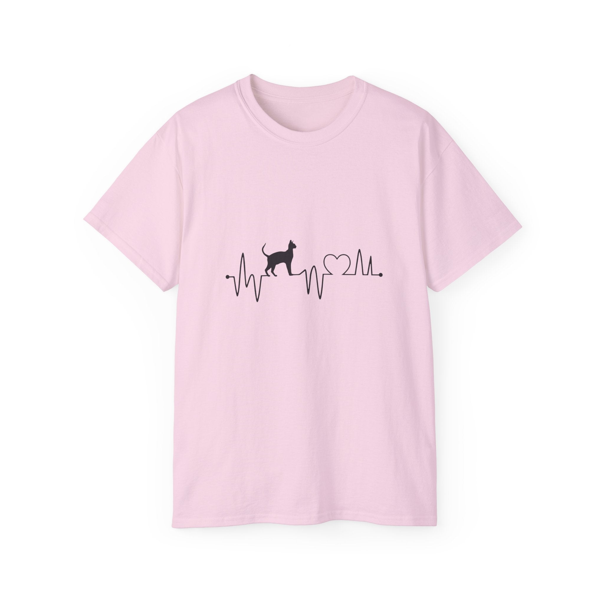Cat Heartbeat T-Shirt — Minimal Cat ECG Design for Cat Lovers