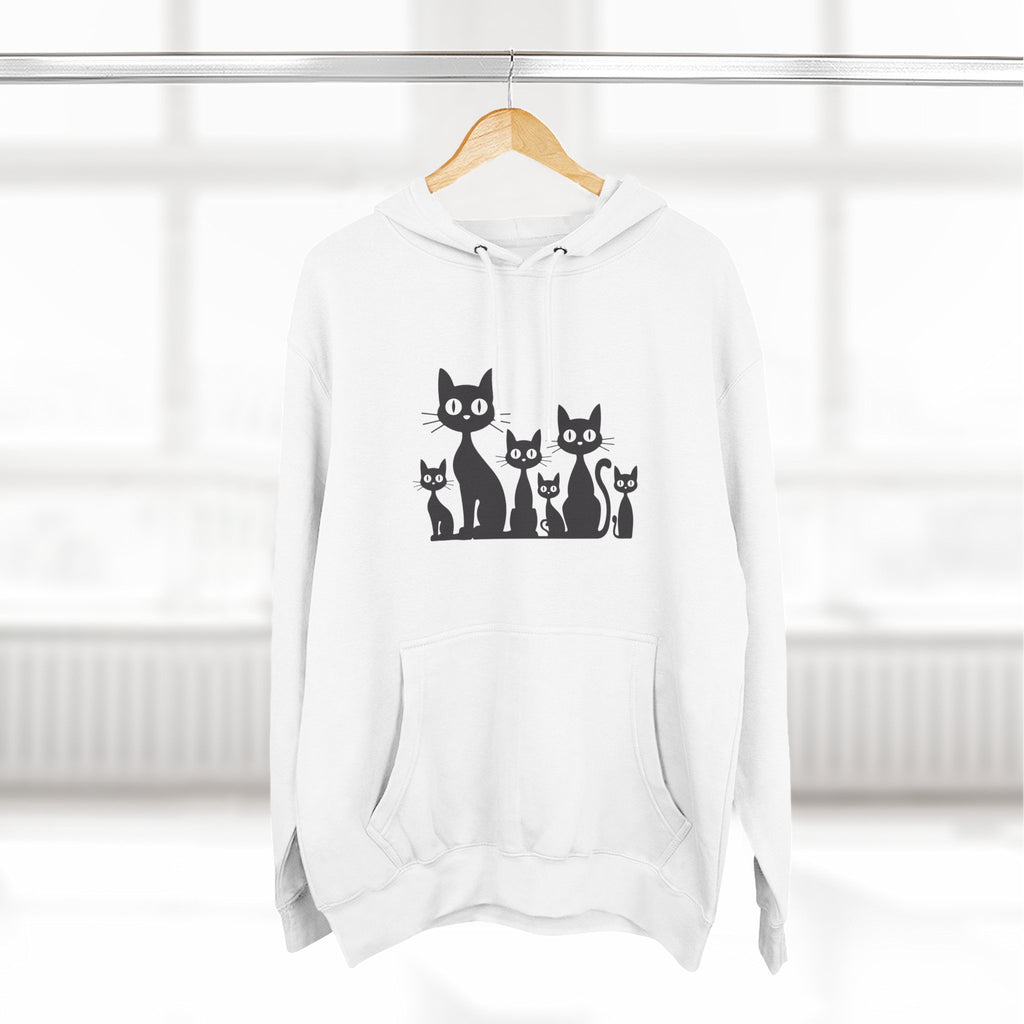Cat Family Fleece Hoodie — Cute Black Cat Graphic Pullover