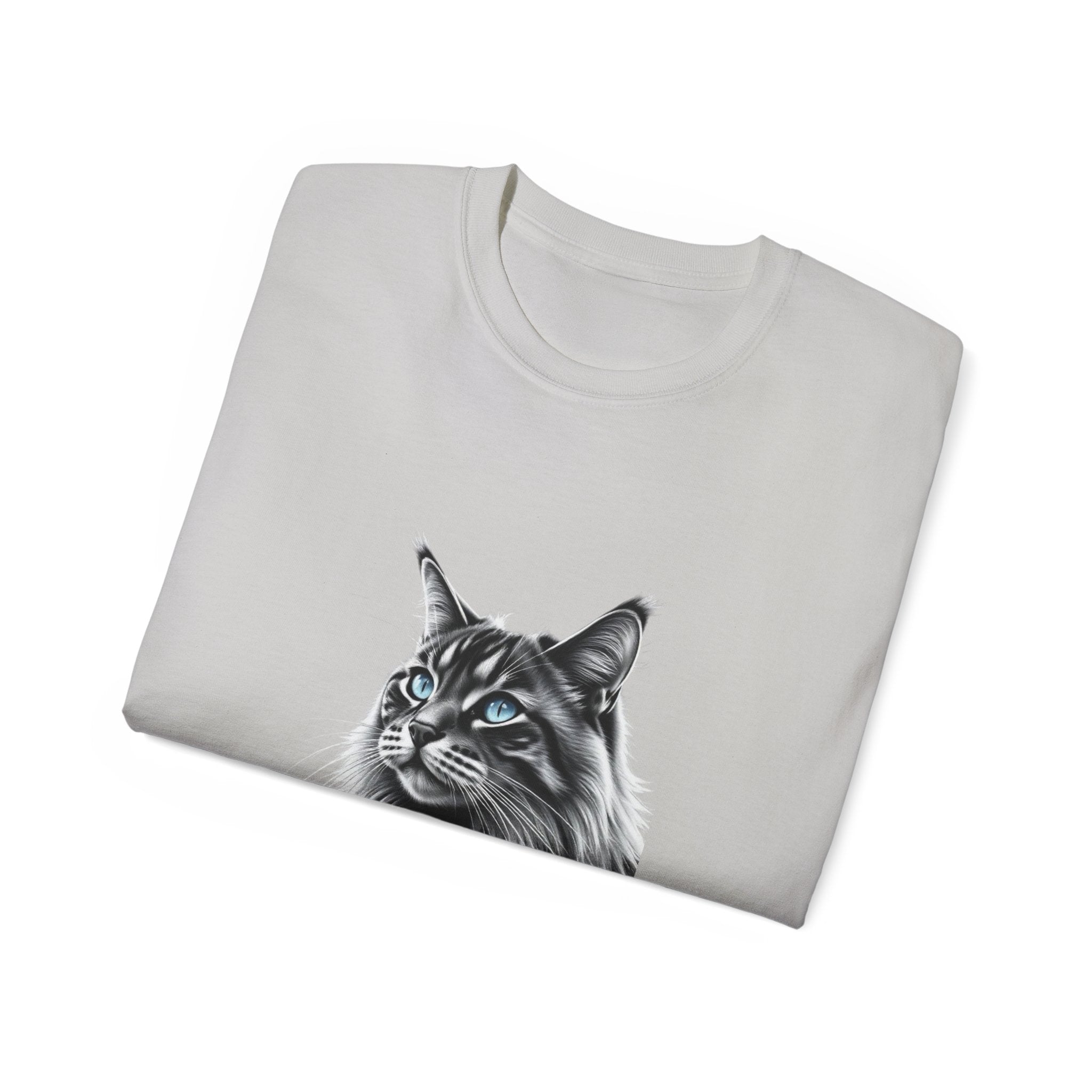 Cat Portrait T-Shirt - "Love My Maine Coon" Graphic Tee