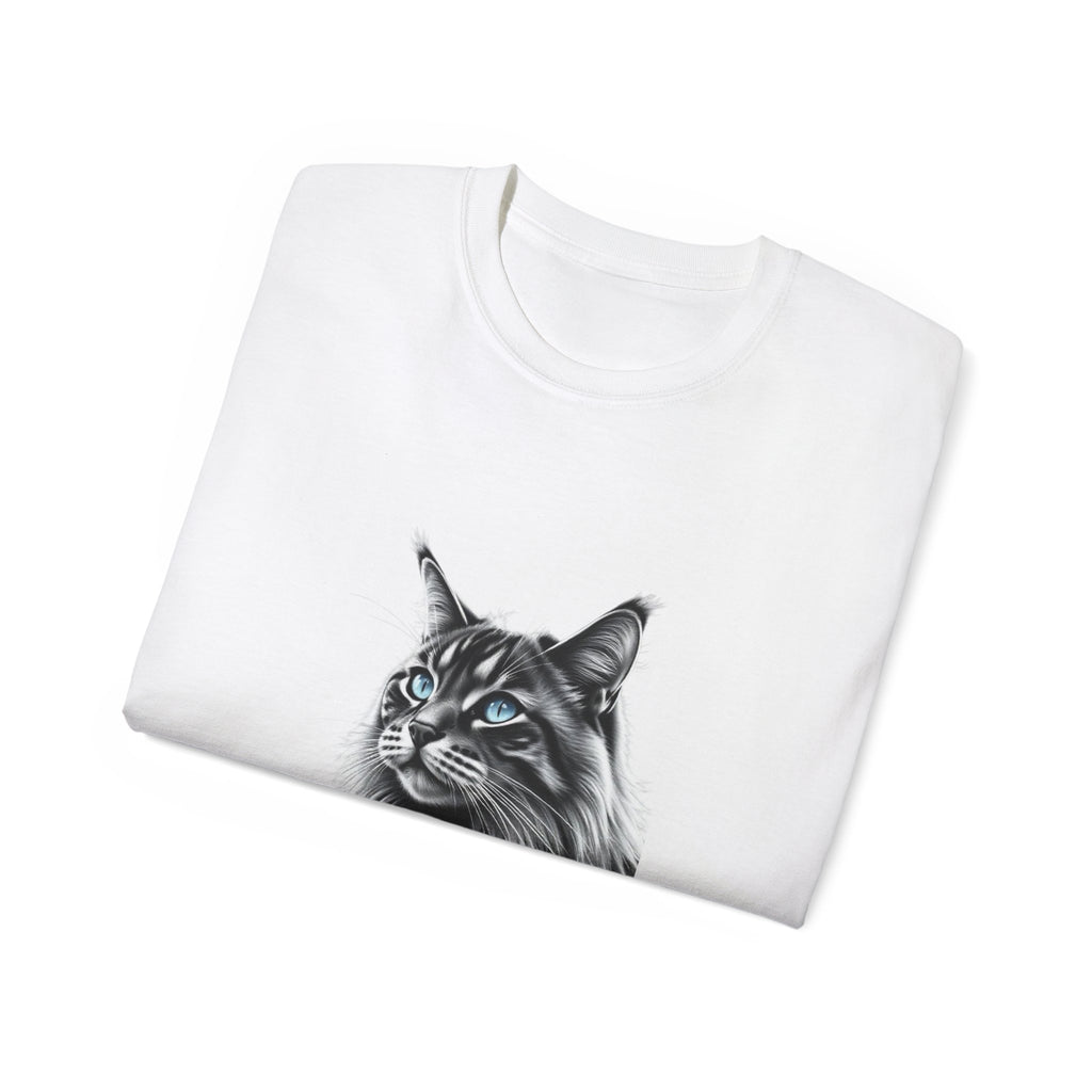 Cat Portrait T-Shirt - "Love My Maine Coon" Graphic Tee