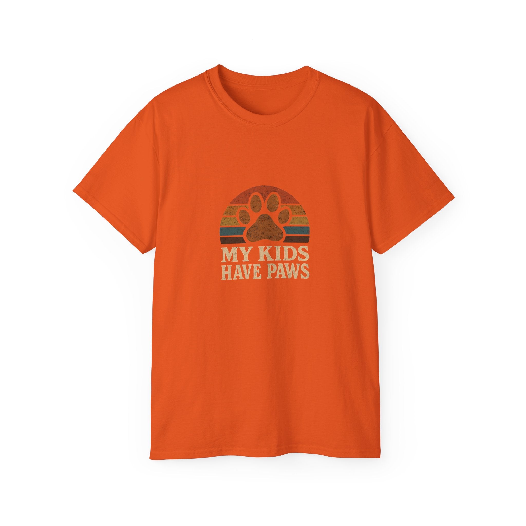 T-Shirt — "My Kids Have Paws" Retro Paw Print Tee
