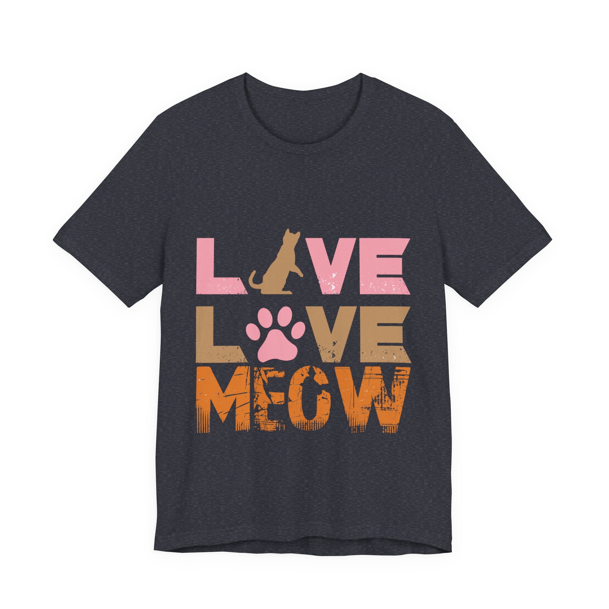 Love Love Meow Cat T-Shirt — Cute Paw Print Graphic Tee for Cat Lovers