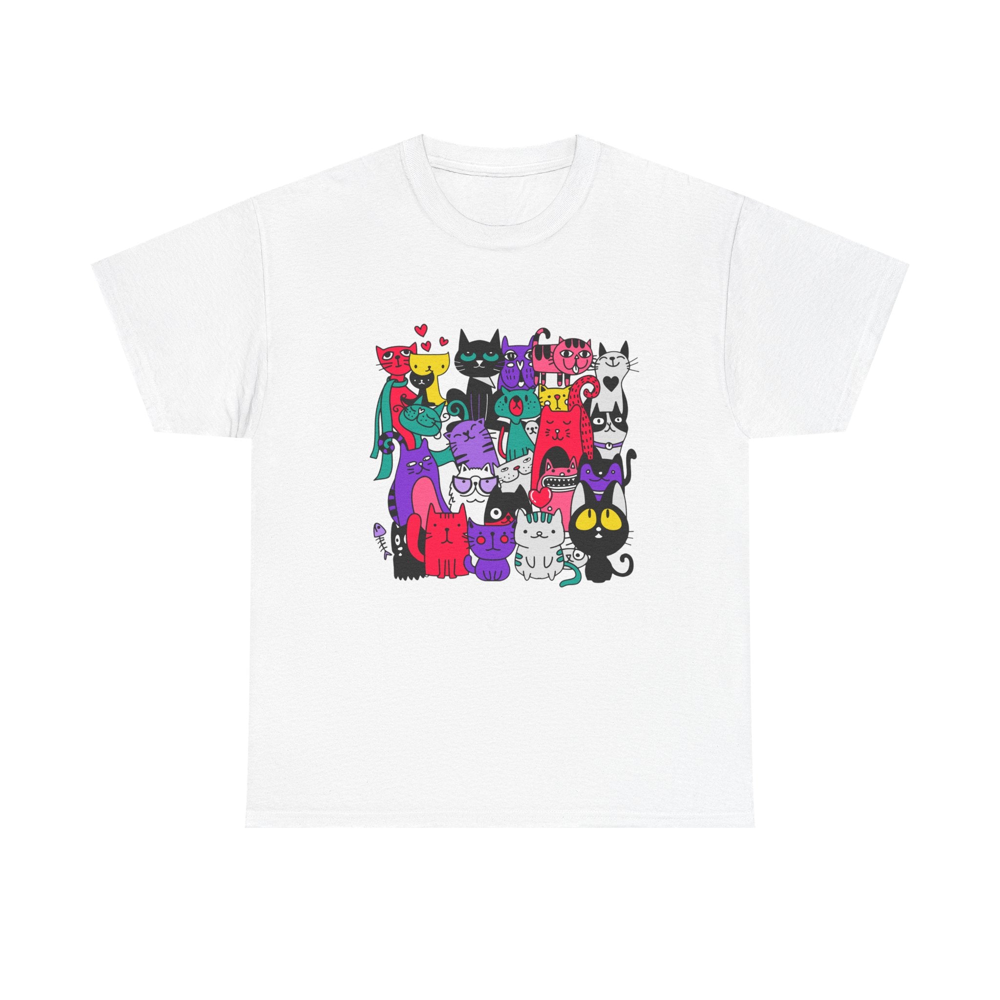 Colorful Cat Squad T-Shirt — Cute Cartoon Cats Graphic Tee