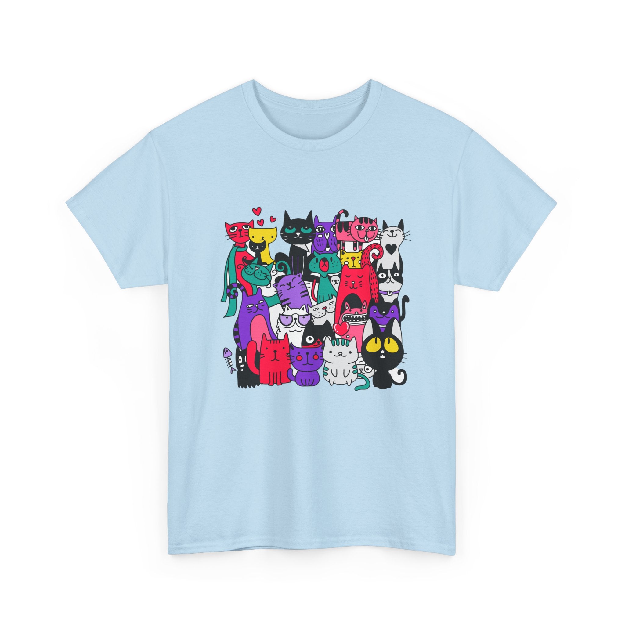 Colorful Cat Squad T-Shirt — Cute Cartoon Cats Graphic Tee