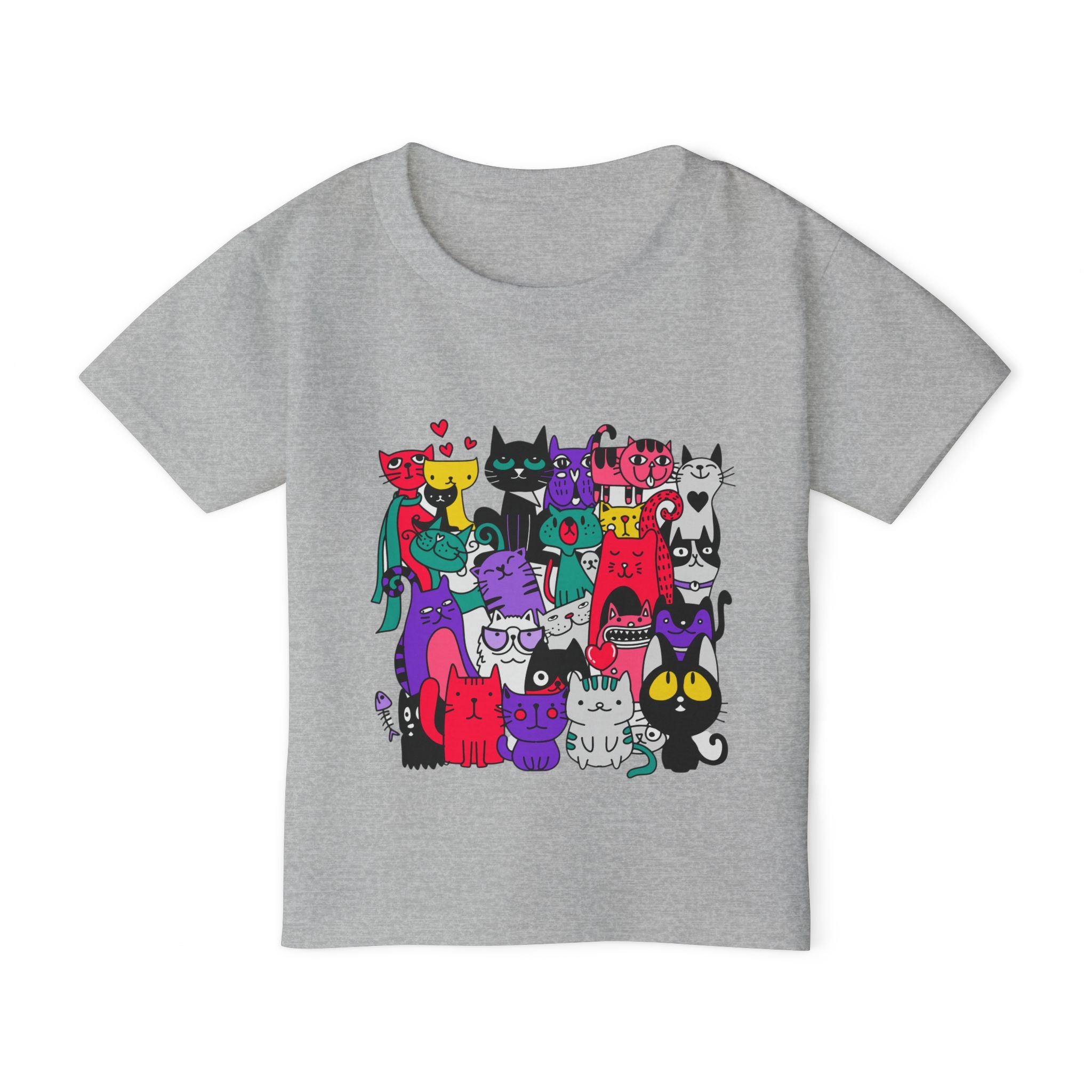 Toddler T-Shirt — Colorful Cute Cat Crowd Graphic