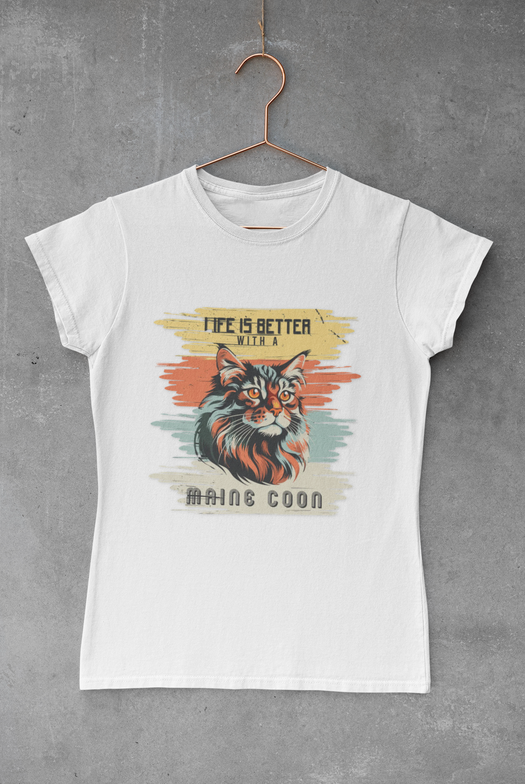 Maine Coon Cat T-Shirt — "Life Is Better With A Maine Coon" Vintage Graphic Tee
