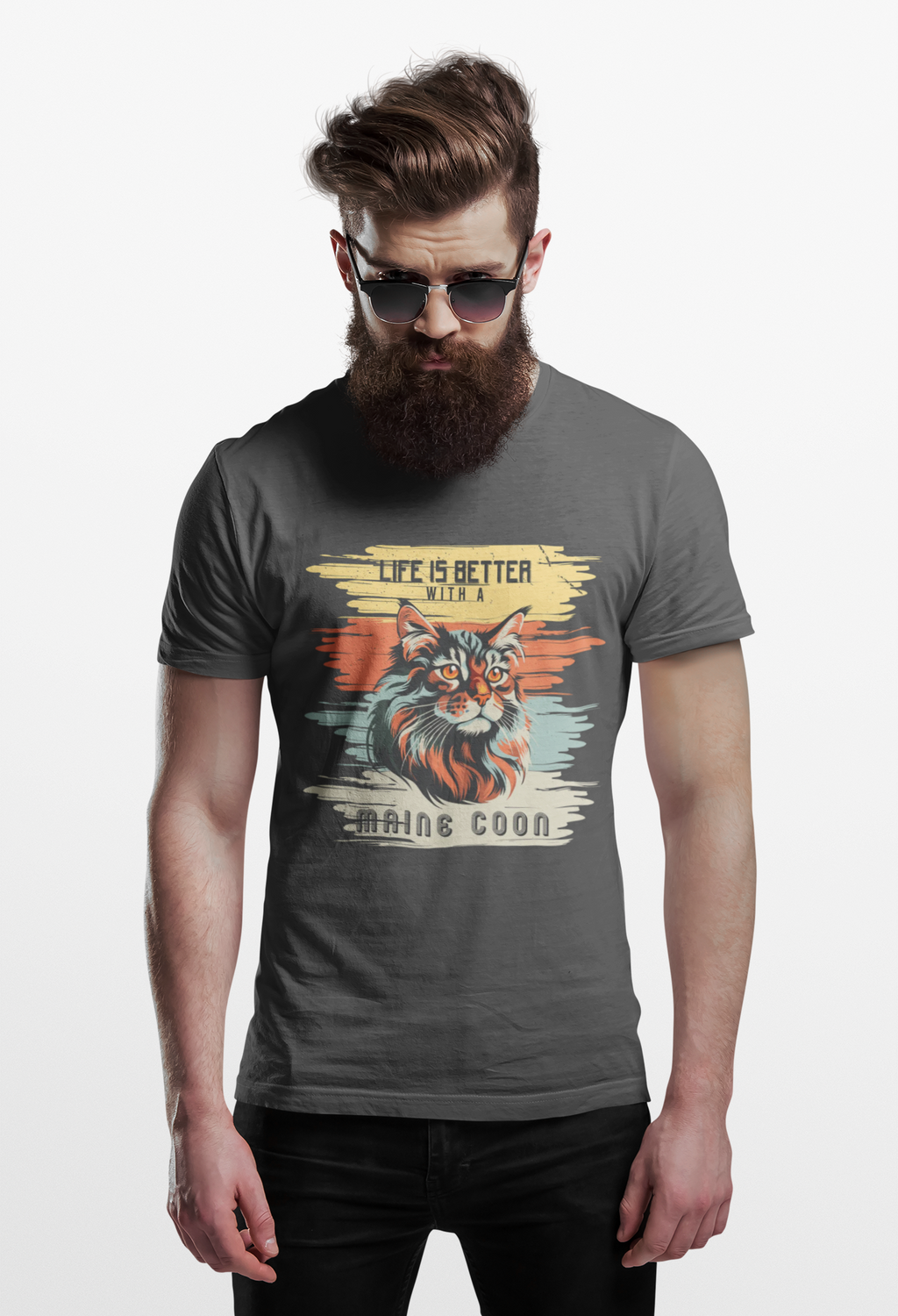Maine Coon Cat T-Shirt — "Life Is Better With A Maine Coon" Vintage Graphic Tee