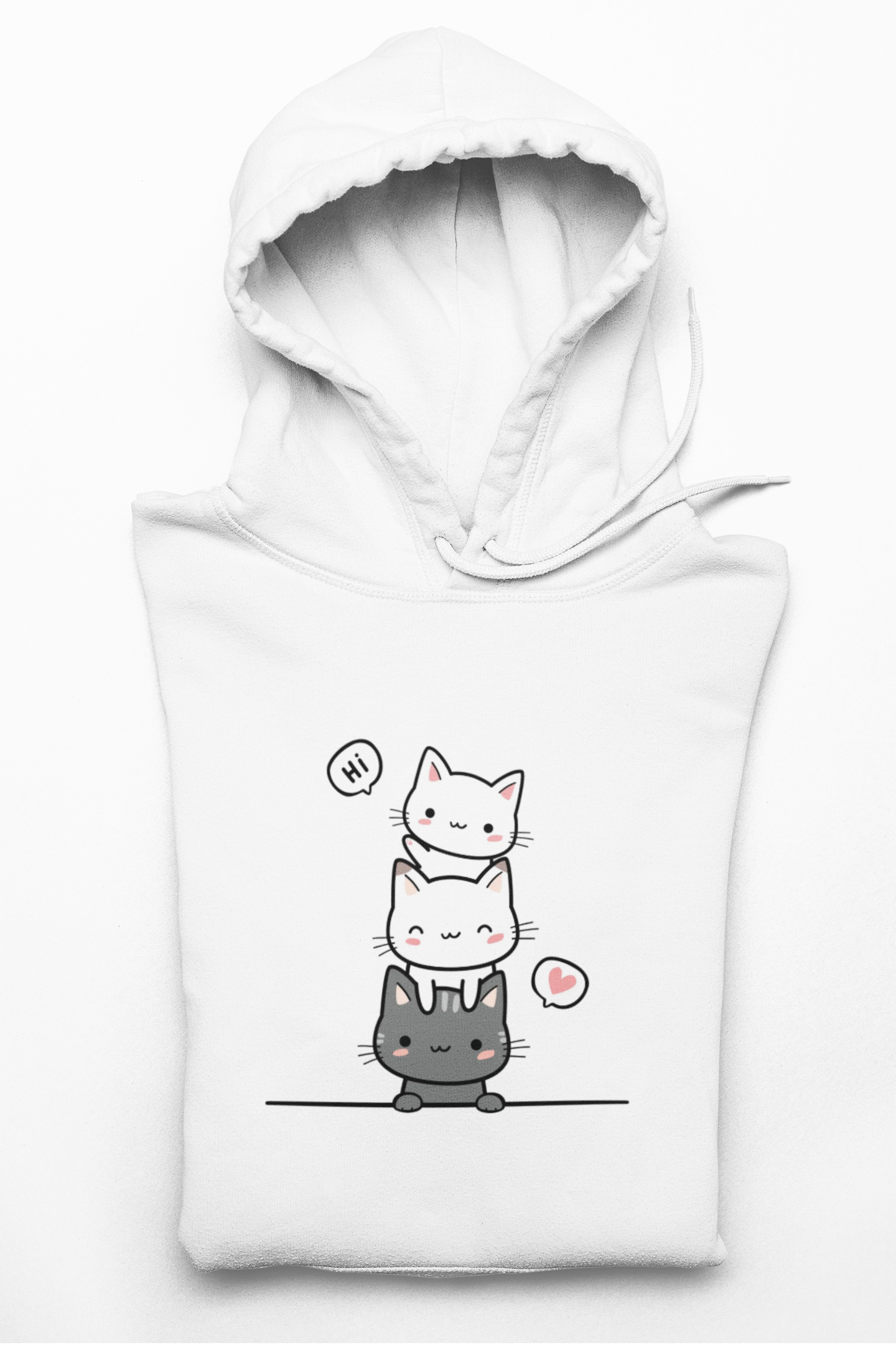 Kids Cute Stacked Cats Hoodie — Adorable Cartoon Kitten Pullover for Children